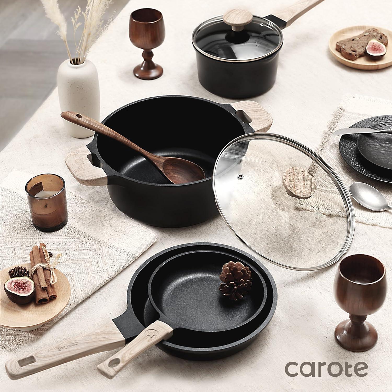Juego de 8 Piezas de Ollas y Sartenes CAROTE Antiadherentes
