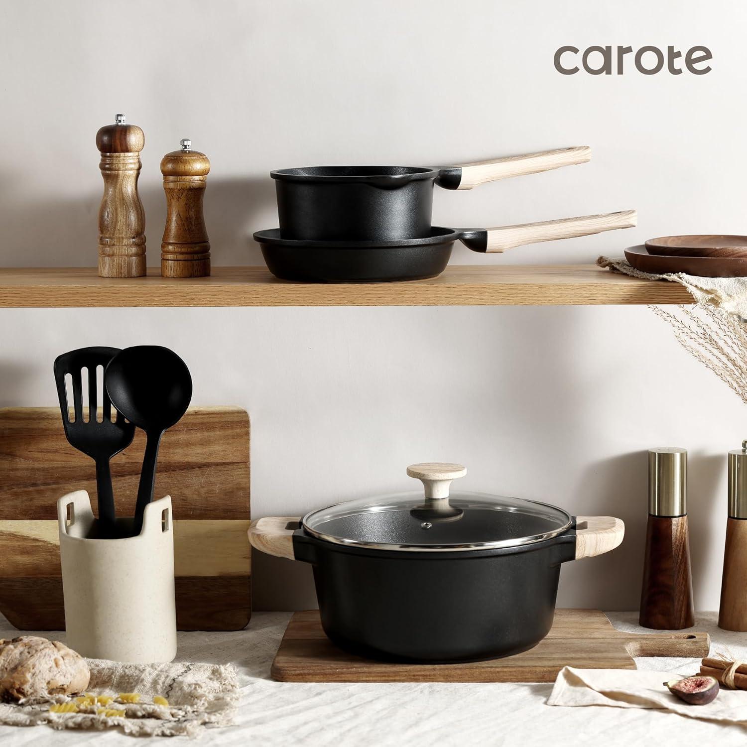 Juego de 8 Piezas de Ollas y Sartenes CAROTE Antiadherentes