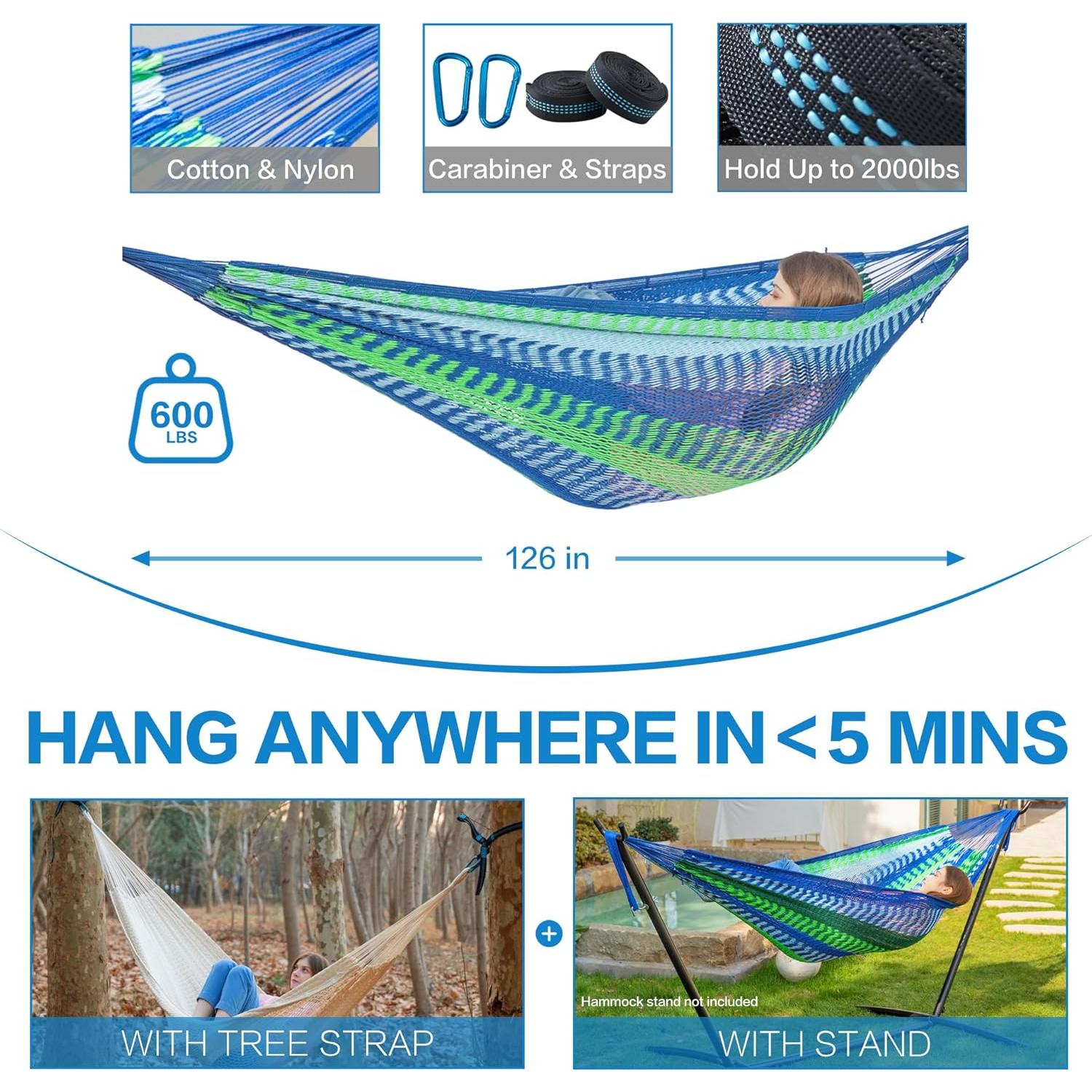 Hamaca Maya PNAEUT XL Tejida a Mano 272 kg para Exterior