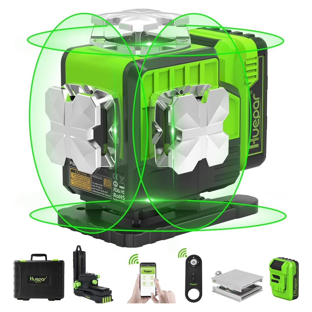 Nivel Láser 4D Huepar P04CG 12.6V Autonivelante con Bluetooth