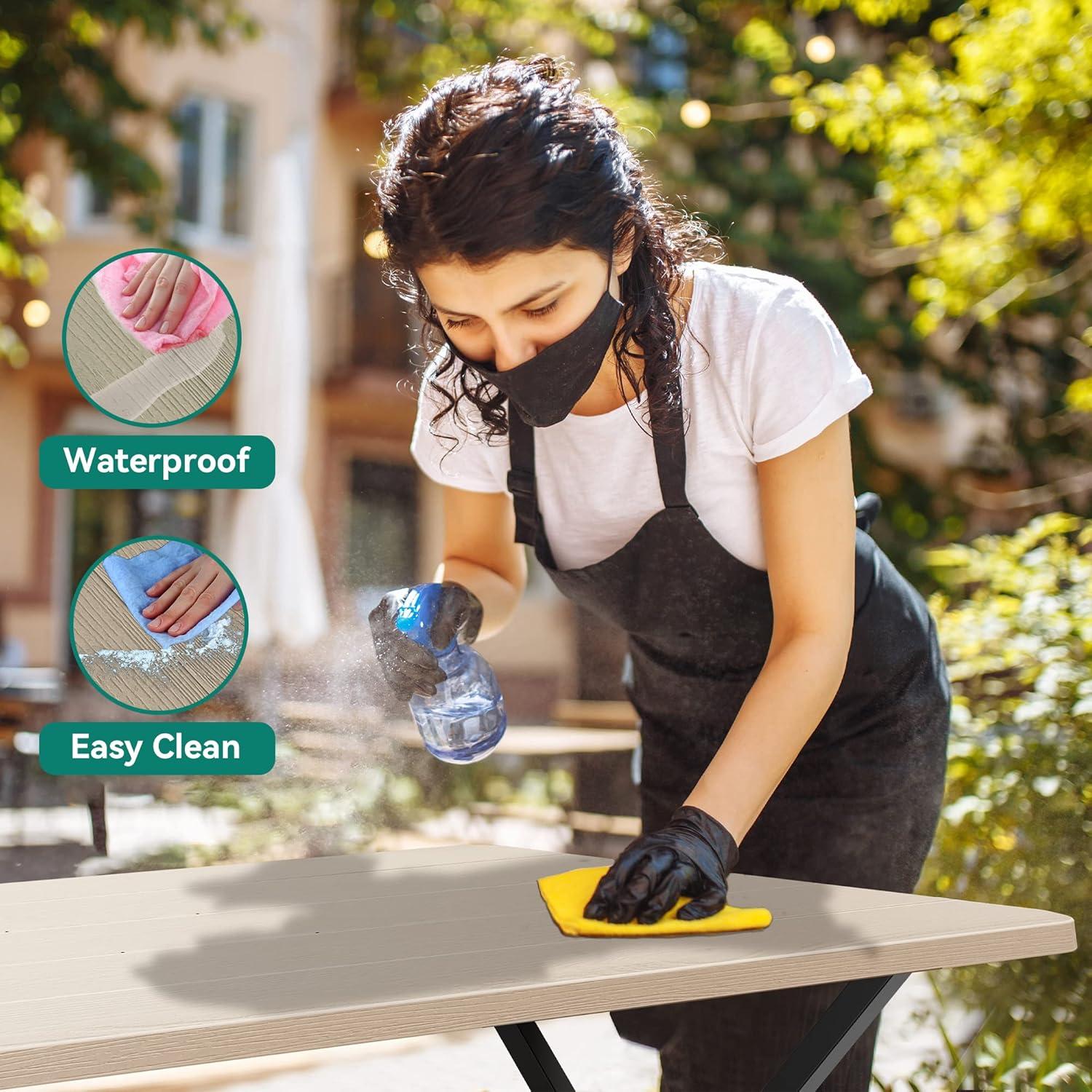 Mesa de Picnic YITAHOME 1.37m Resina y Acero Exterior Marrón