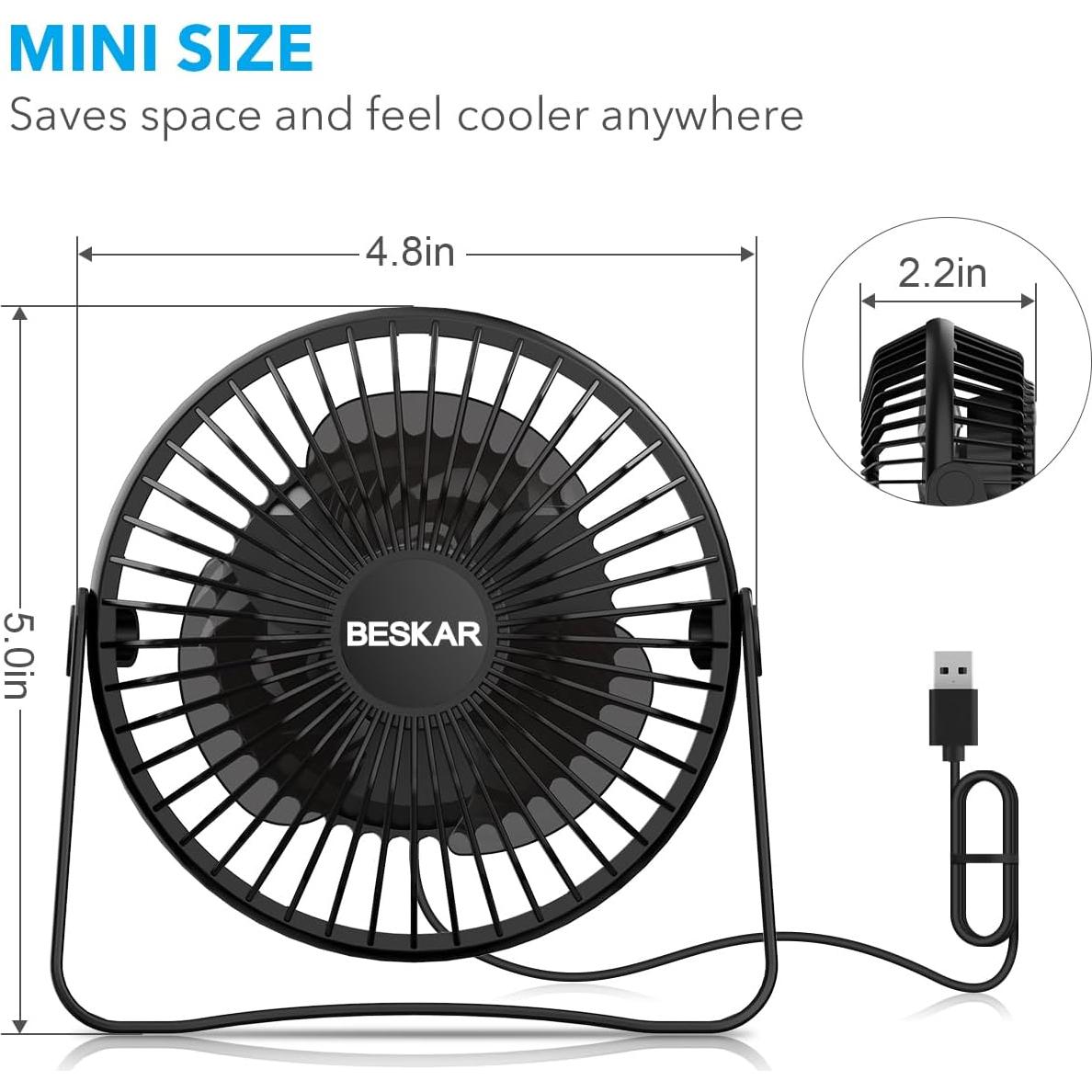 Ventilador de Escritorio USB BESKAR ZLS-E260 3 Velocidades