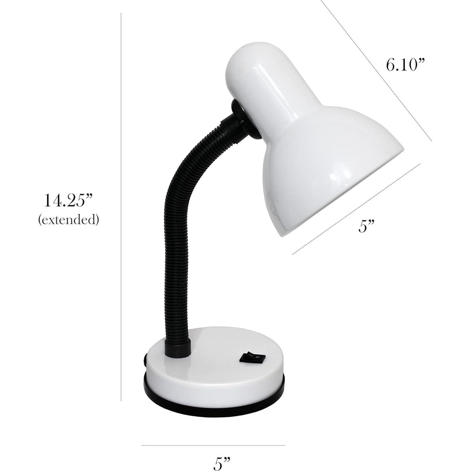 Lámpara de Escritorio Simple Designs LD1003-WHT Blanca con Cuello Flexible