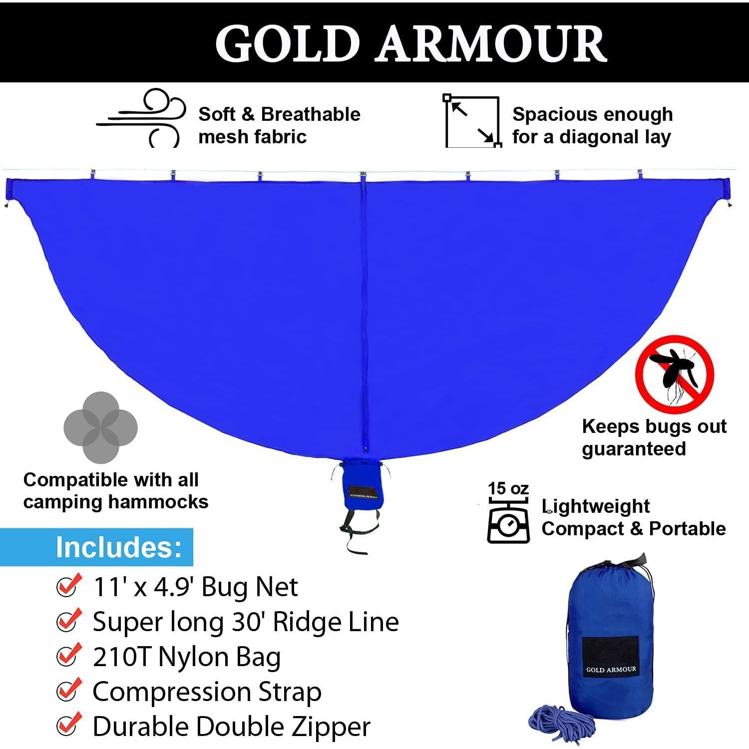 Hamaca Doble XL Gold Armour con Red Antimosquitos 3,18m