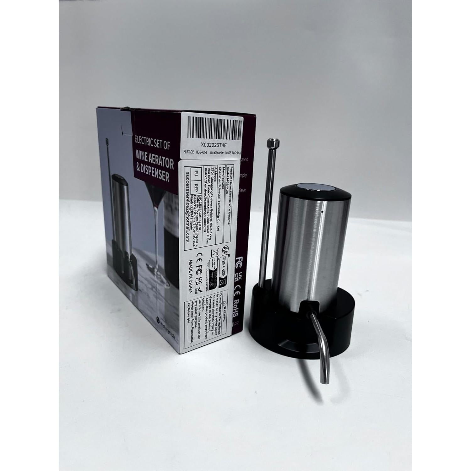 JOQINEER Electric Wine Aerator Pourer Decanter Type C Rechargeable Automatic Wine Dispenser with Retractable Tube Stand Base for One-Touch Instant Oxidation for Wine Lovers