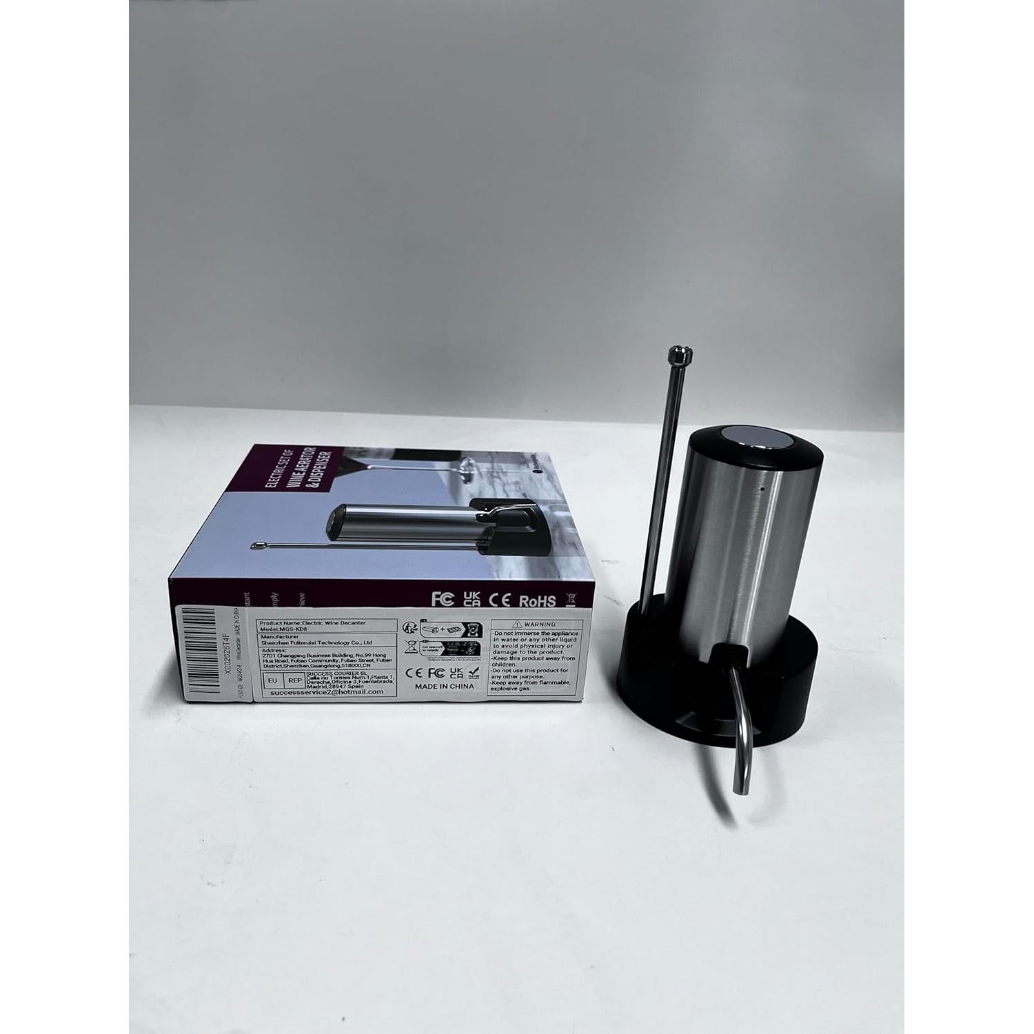 JOQINEER Electric Wine Aerator Pourer Decanter Type C Rechargeable Automatic Wine Dispenser with Retractable Tube Stand Base for One-Touch Instant Oxidation for Wine Lovers