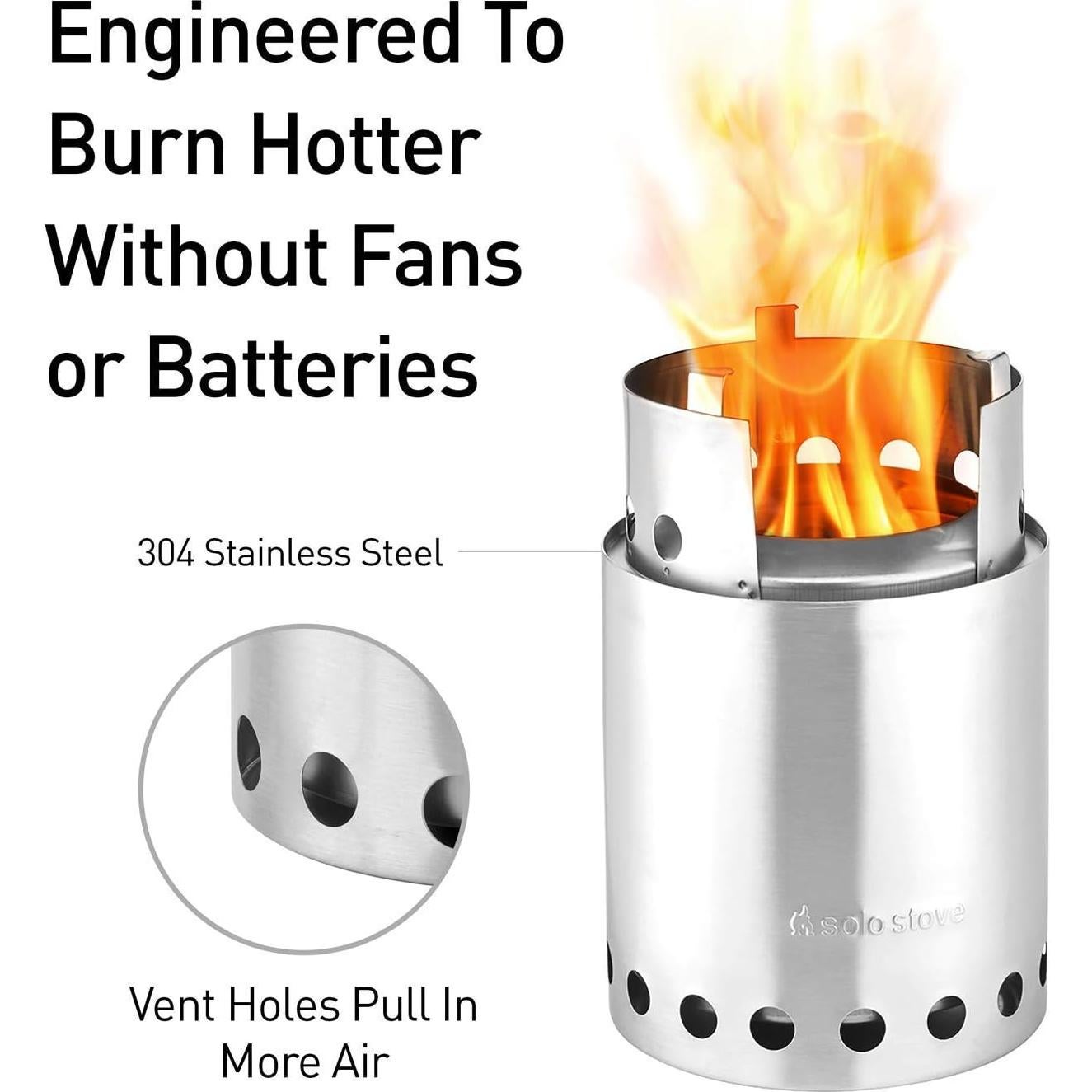 Estufa de Camping Solo Stove Titan Acero Inoxidable 0.47 kg