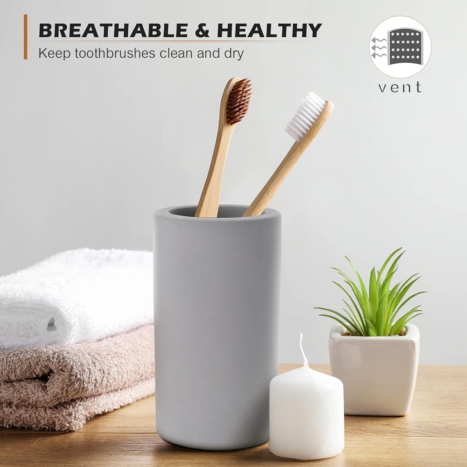 Soporte para Cepillos de Dientes BOJDOPIE Diatomita Gris 6x6x11cm