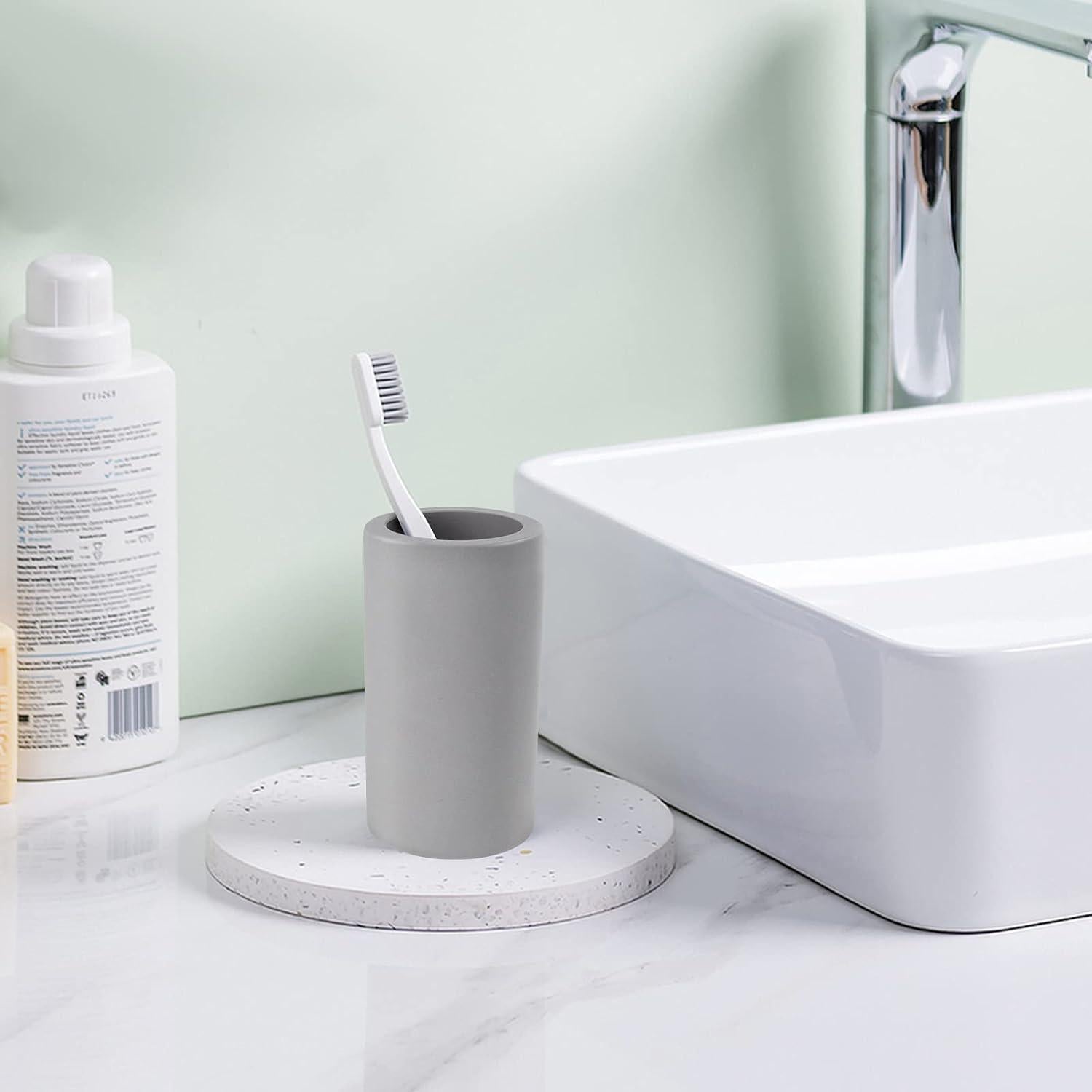 Soporte para Cepillos de Dientes BOJDOPIE Diatomita Gris 6x6x11cm