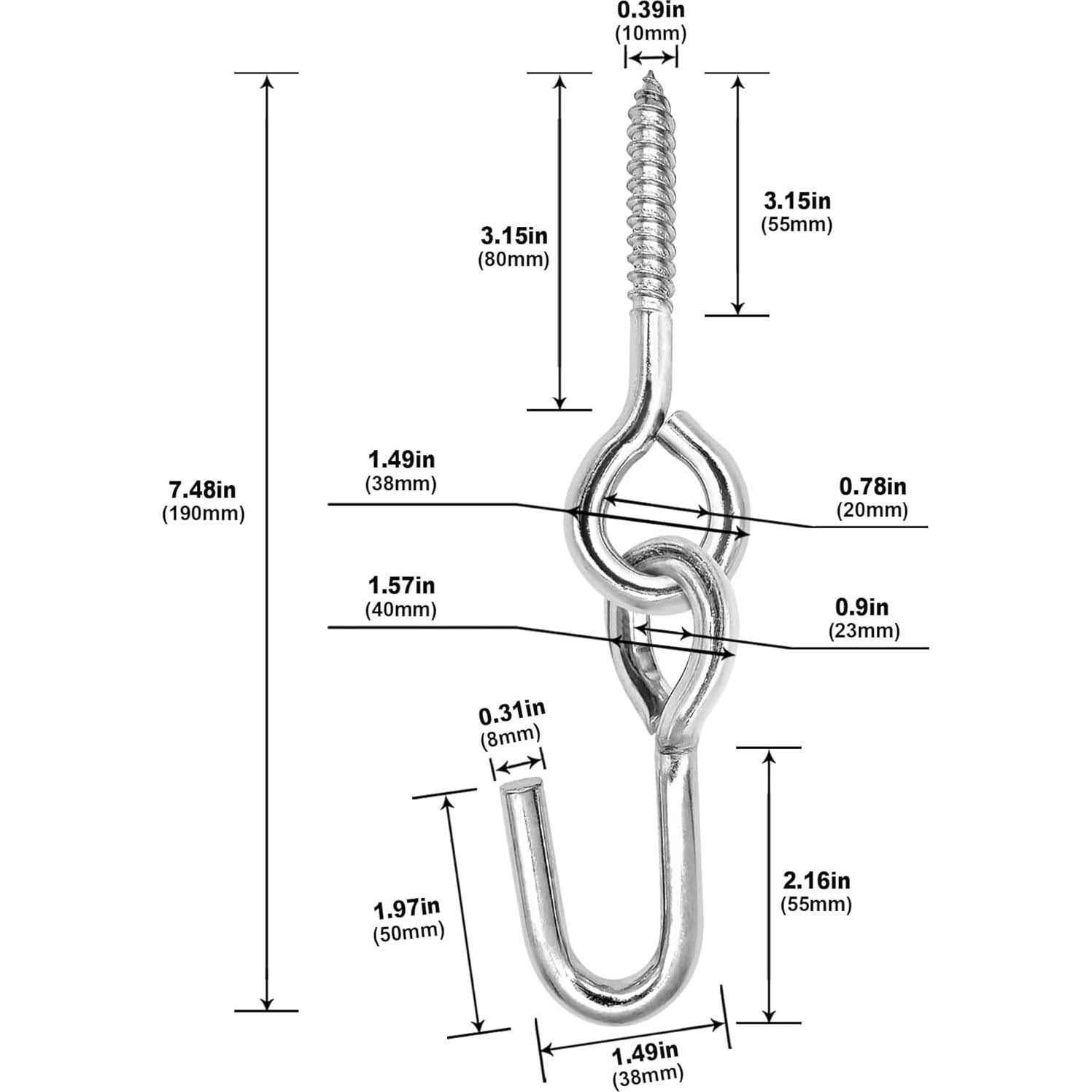 Ganchos para Hamacas ROOITY, Acero Galvanizado, 2 Piezas