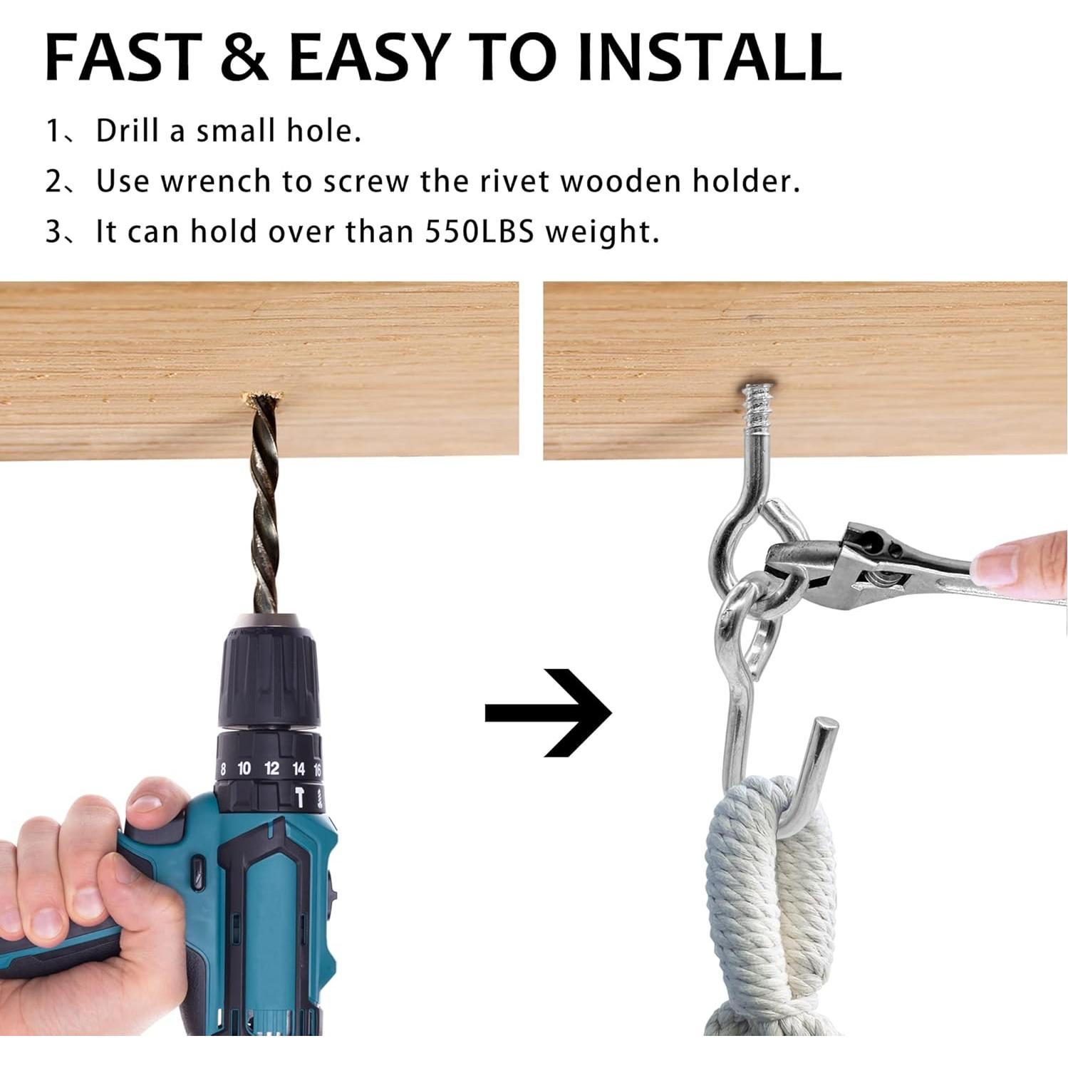 Ganchos para Hamacas ROOITY, Acero Galvanizado, 2 Piezas