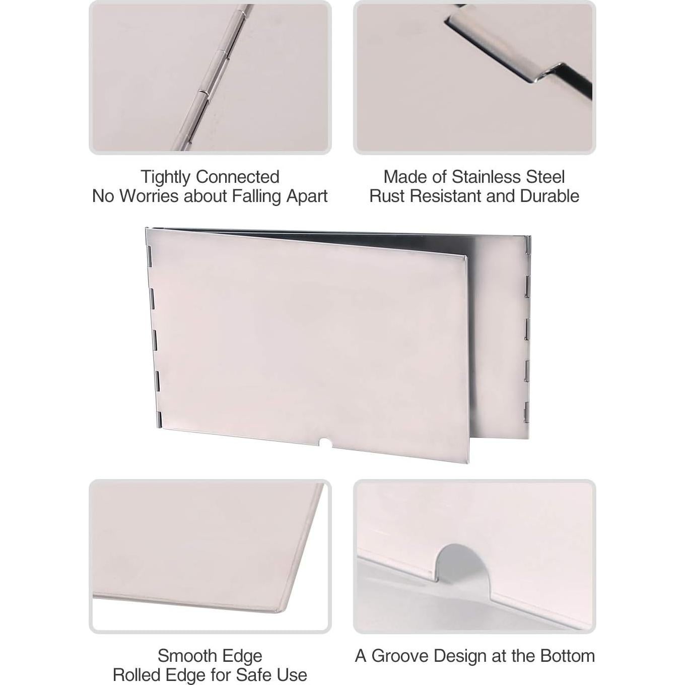 Pantalla de Viento REDCAMP Plegable Acero Inoxidable 93x19 cm