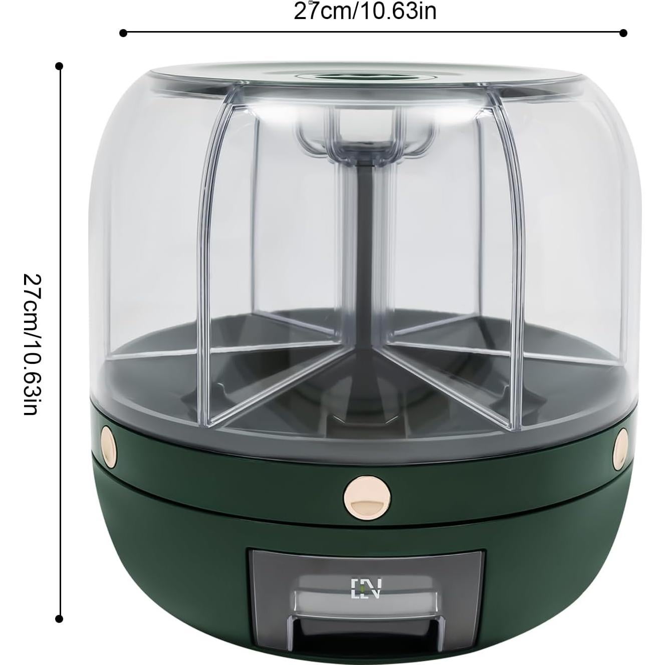 Dispensador de Granos TTOUOI 6 Compartimentos 5.9kg Verde Oscuro