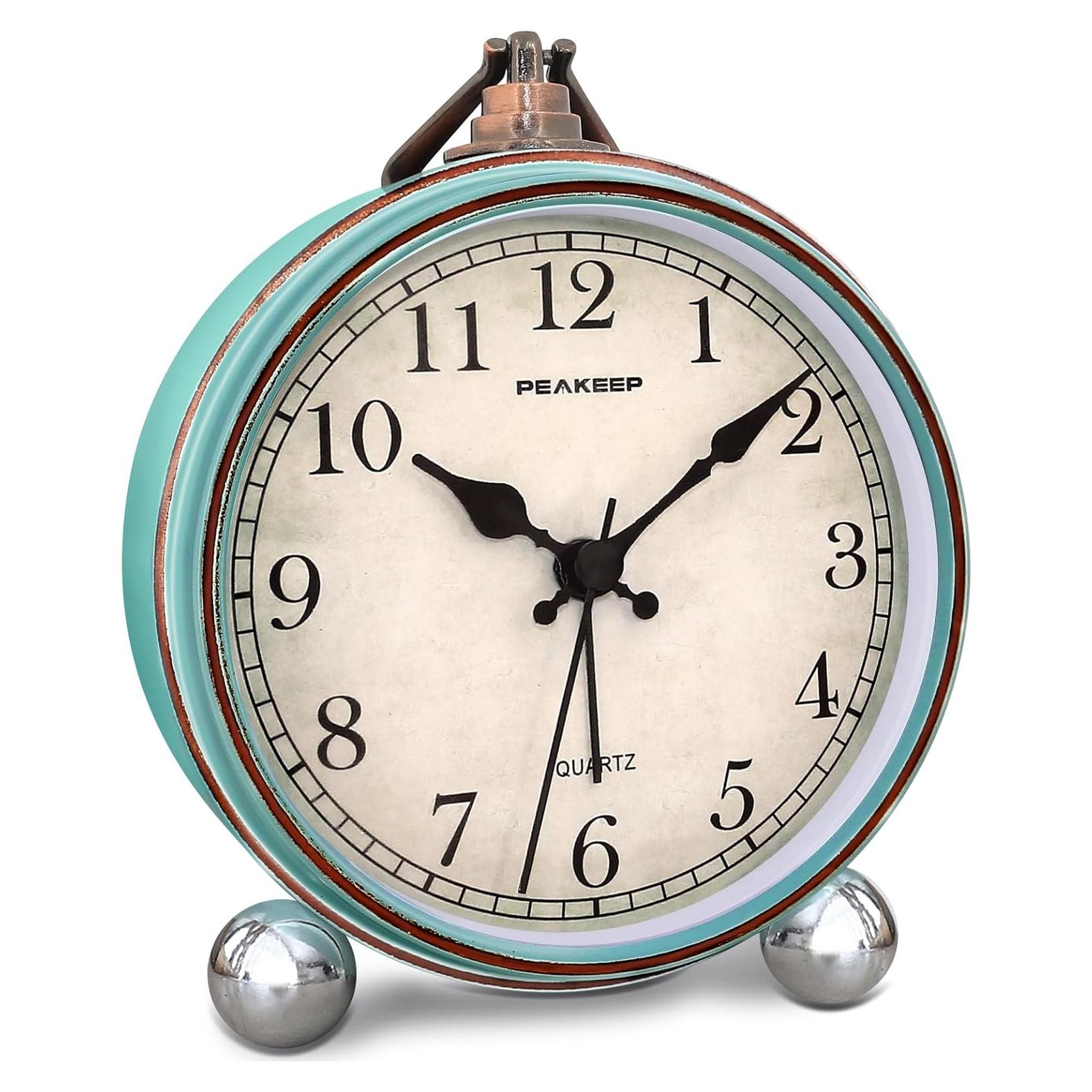 Reloj de Alarma Analógico Peakeep Retro 10.16 cm Silencioso