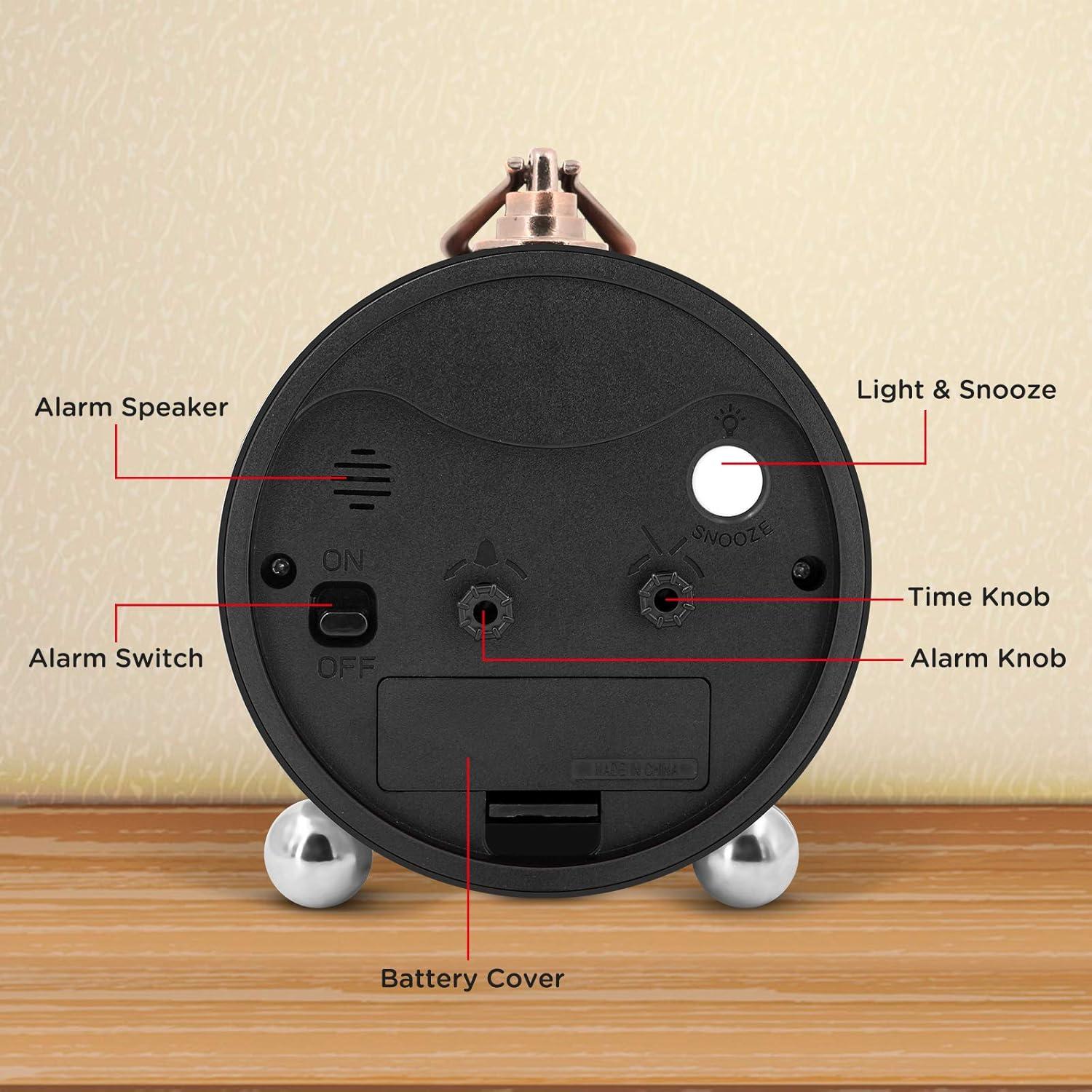 Reloj de Alarma Analógico Peakeep Retro 10.16 cm Silencioso