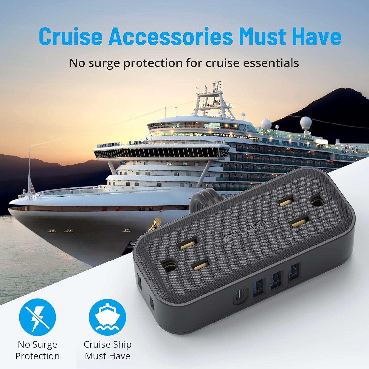 Regleta de Viaje TROND 5 Pies con 4 Enchufes y 4 USB