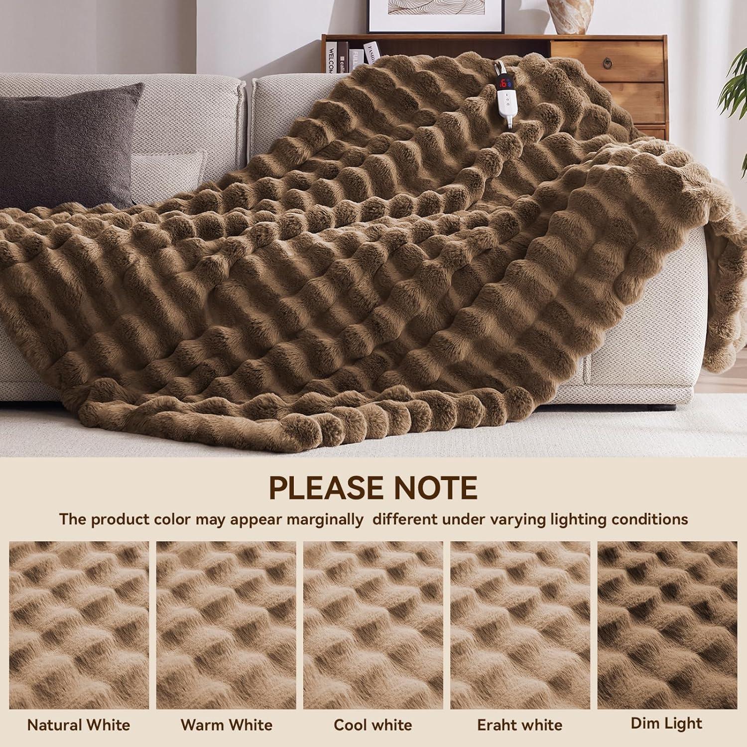 Manta Eléctrica Anysay 127x152 cm 6 Niveles Calor Marrón