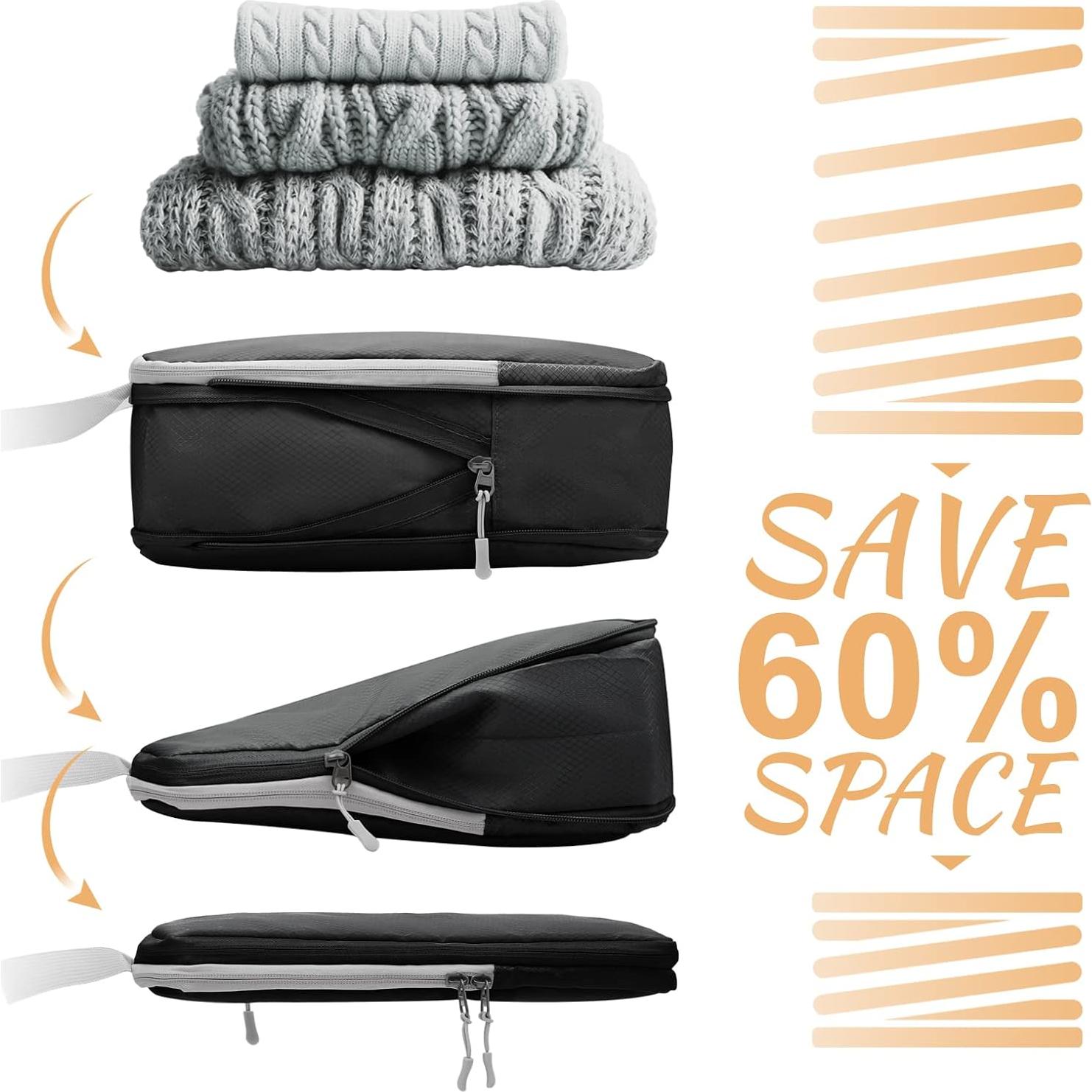 Cubos de Compresión para Equipaje WOOMADA 4 Set Negro