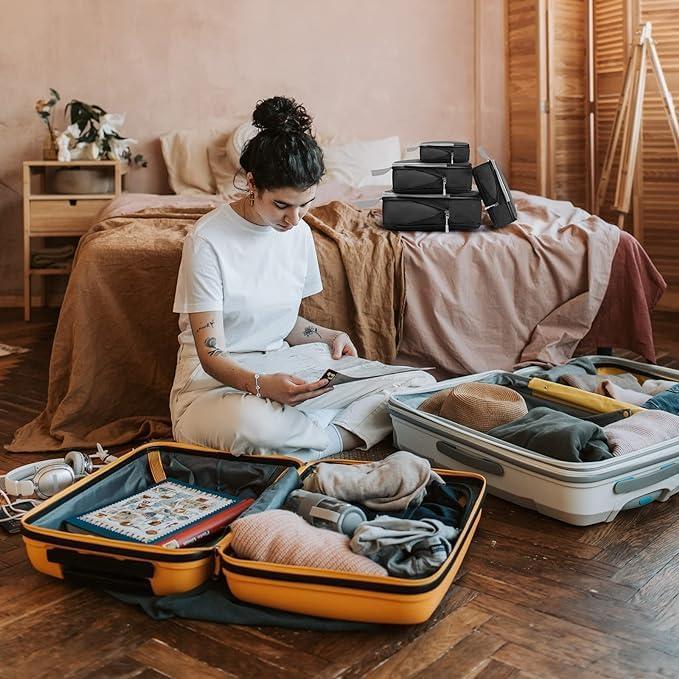 Cubos de Compresión para Equipaje WOOMADA 4 Set Negro