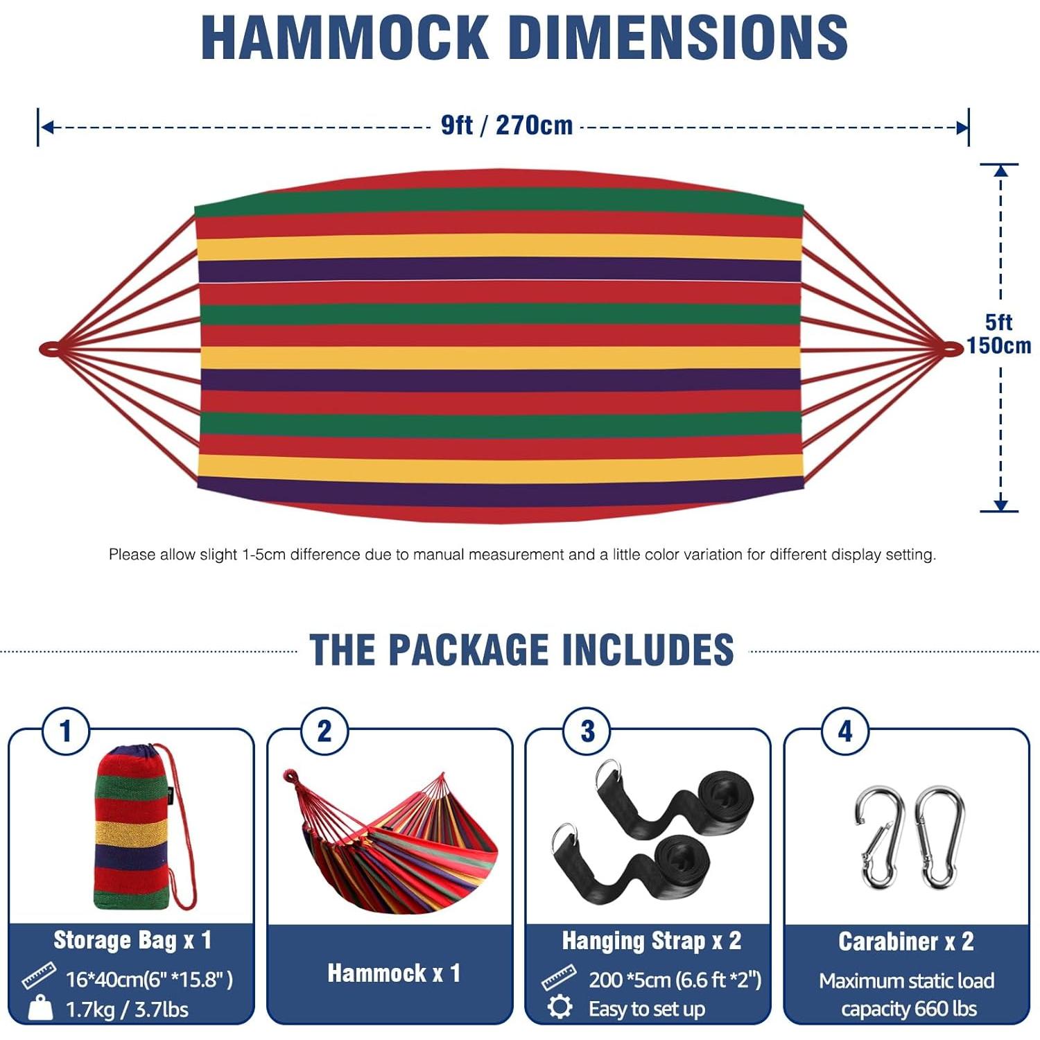 Hamaca de Algodón ANYOO Portátil 299kg con Correas