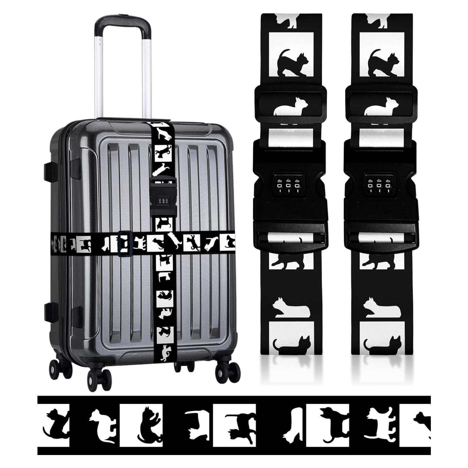 Correa de Equipaje Stanoha Ajustable con Hebilla y Diseño Gato Negro