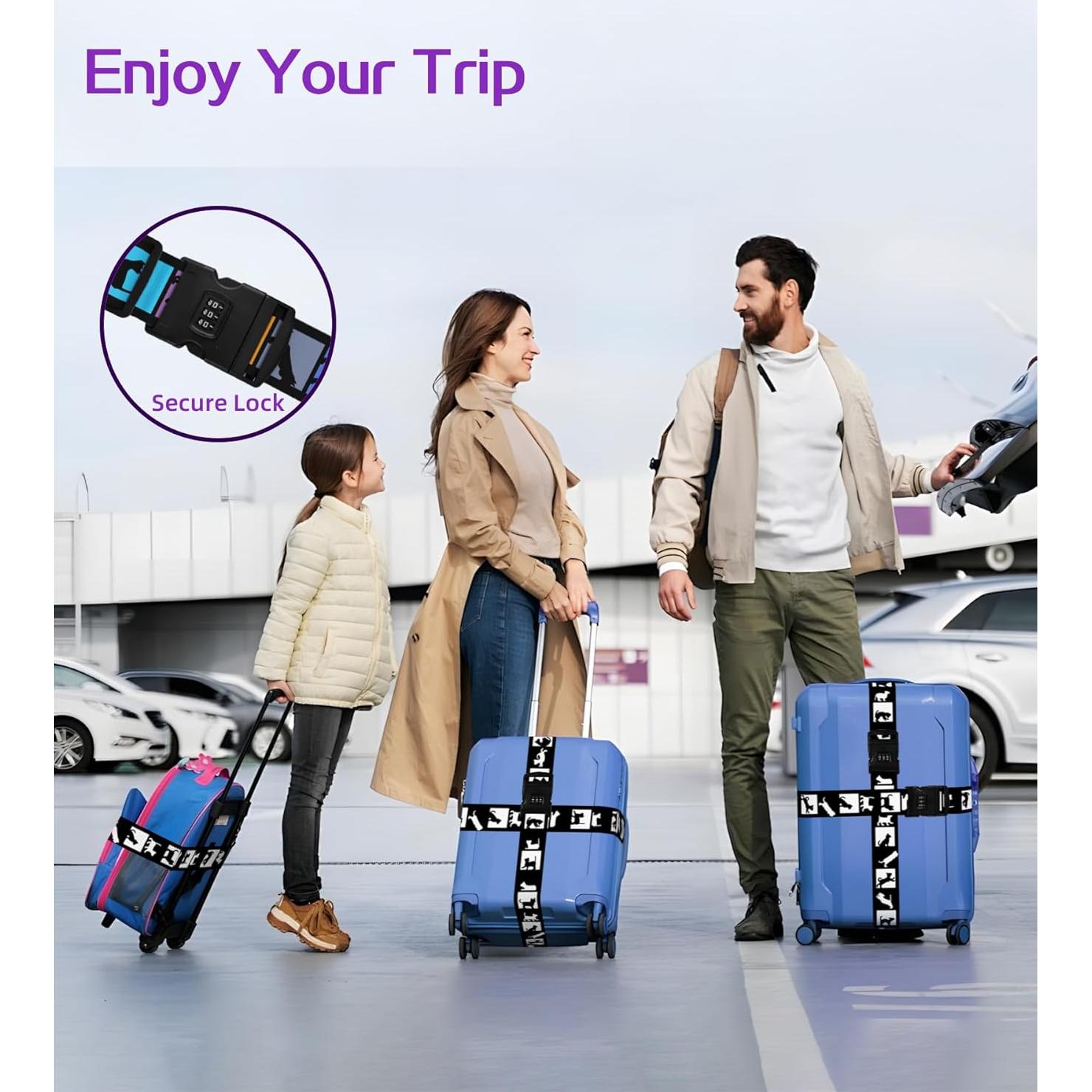 Correa de Equipaje Stanoha Ajustable con Hebilla y Diseño Gato Negro