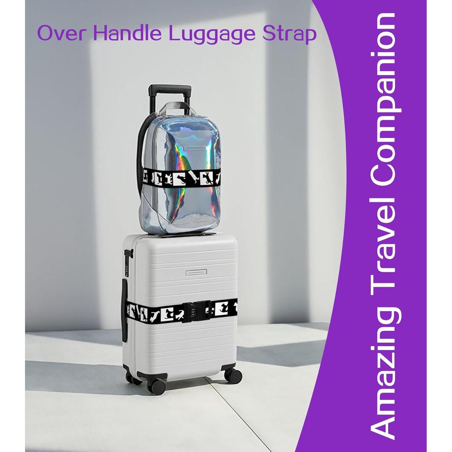 Correa de Equipaje Stanoha Ajustable con Hebilla y Diseño Gato Negro