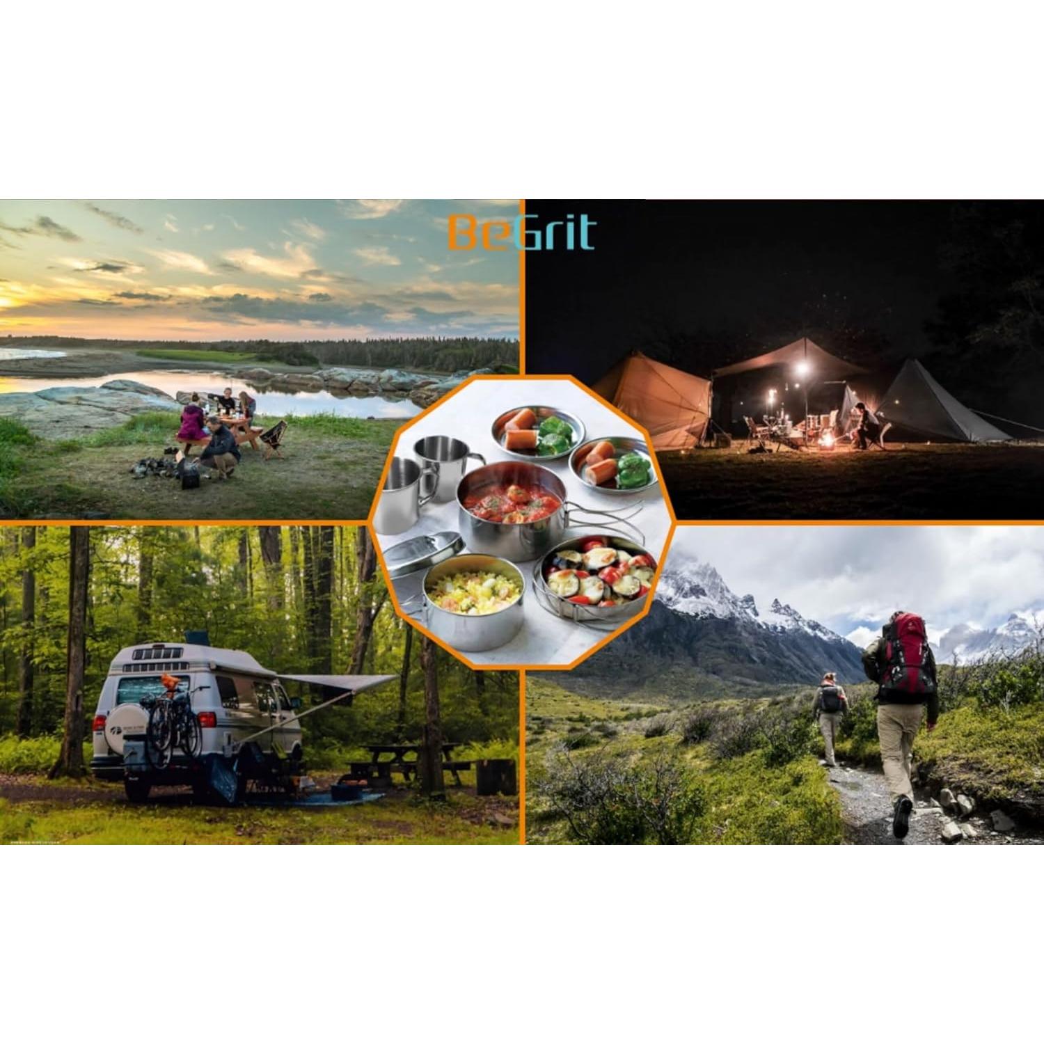 Juego de Utensilios de Cocina BeGrit 8 Piezas Camping