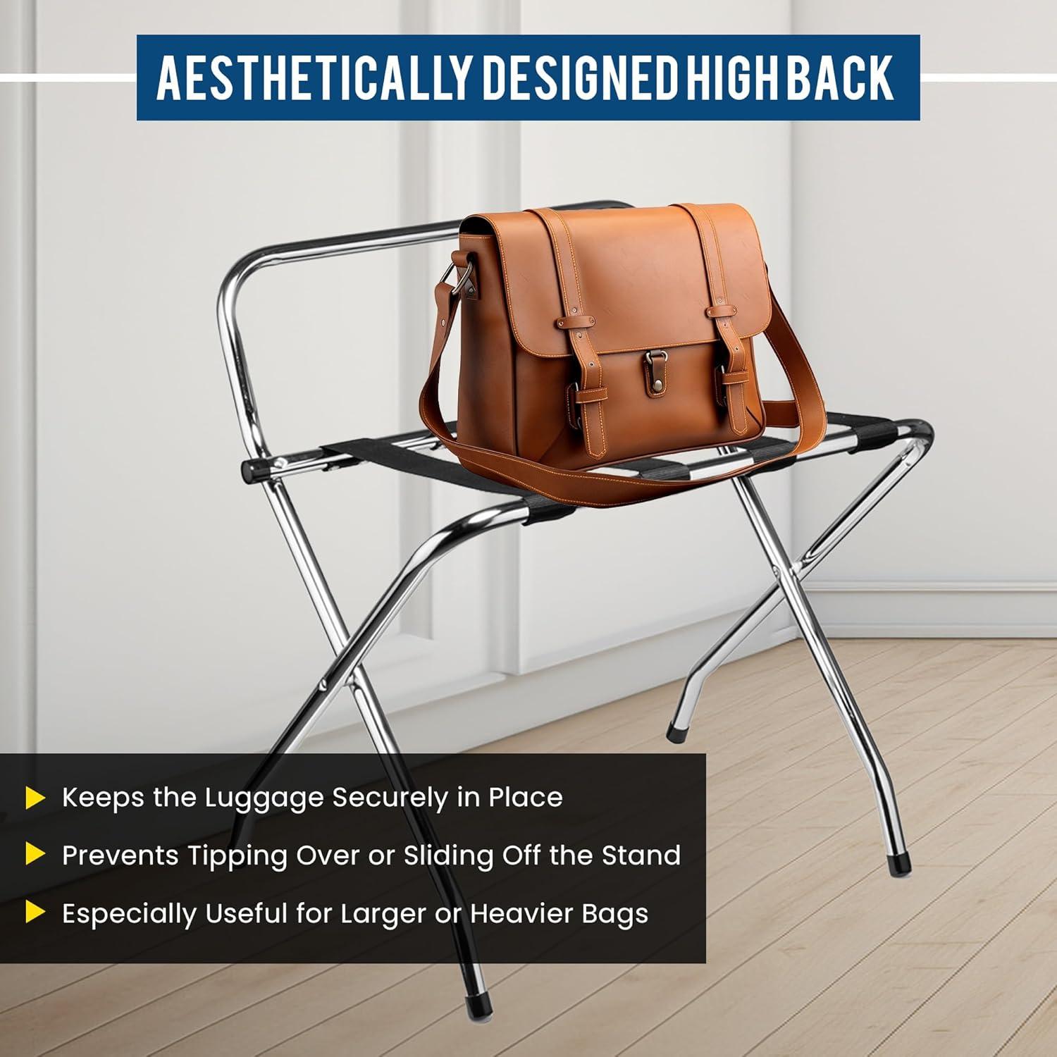 Estante para Equipaje USTECH 1 Nivel Respaldo Alto Cromo 50x56x40cm