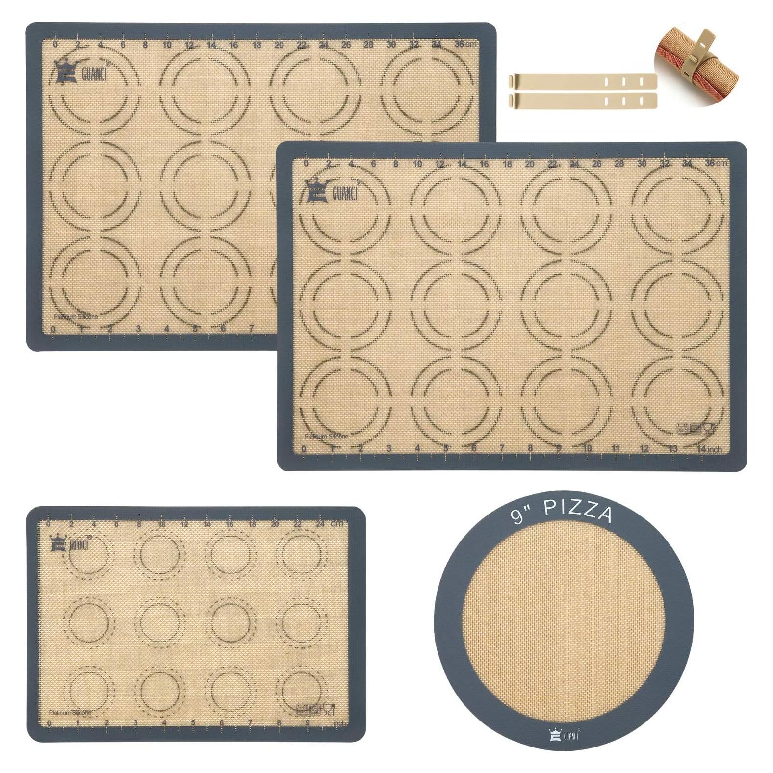 Juego de 4 Tapetes de Silicona GUANCI Antiadherentes Reutilizables