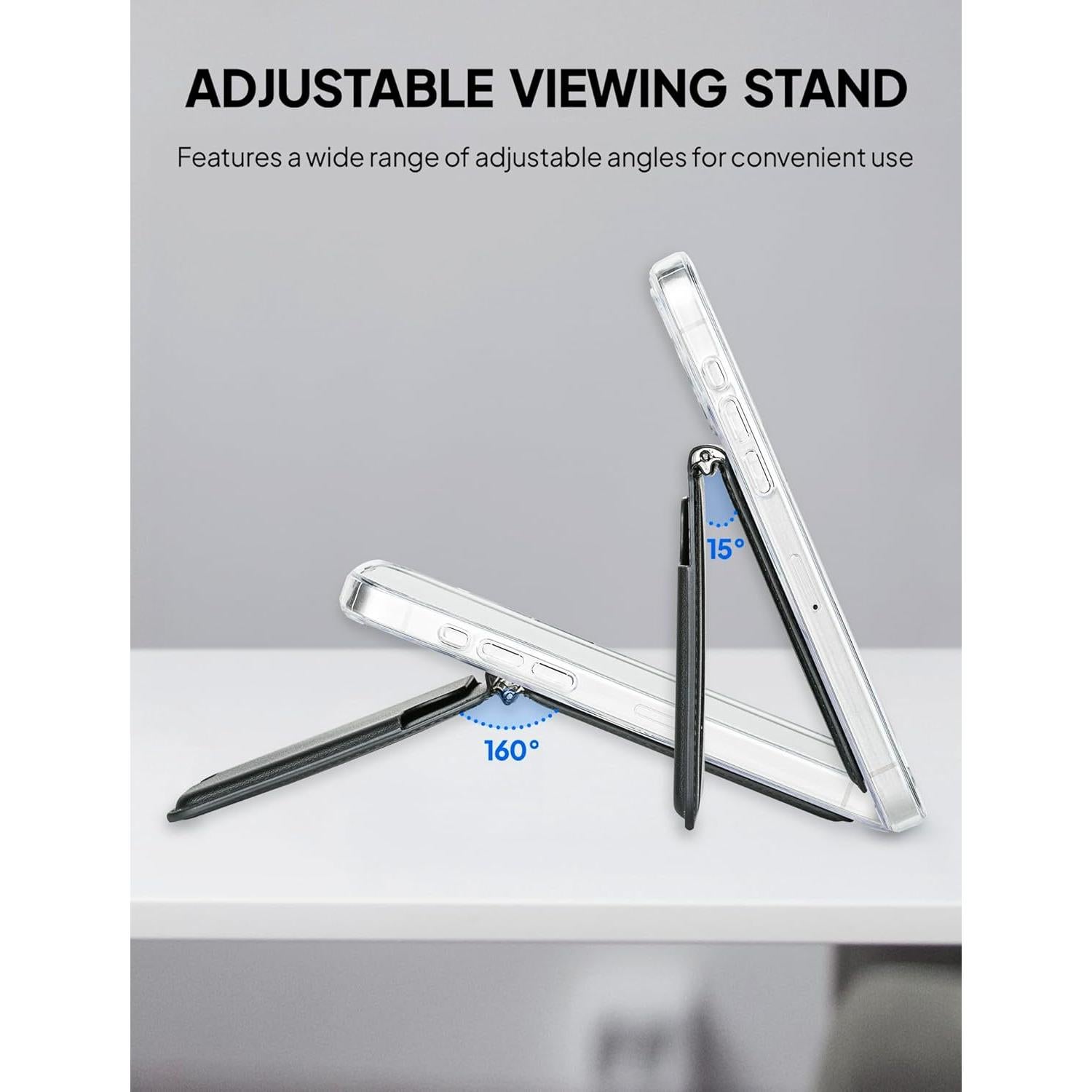 isee Magnetic Card Holder Wallet with MagSafe, Adjustable Stand for iPhone 16/15/14/13/12 Series Holds 5 Cards (Black)