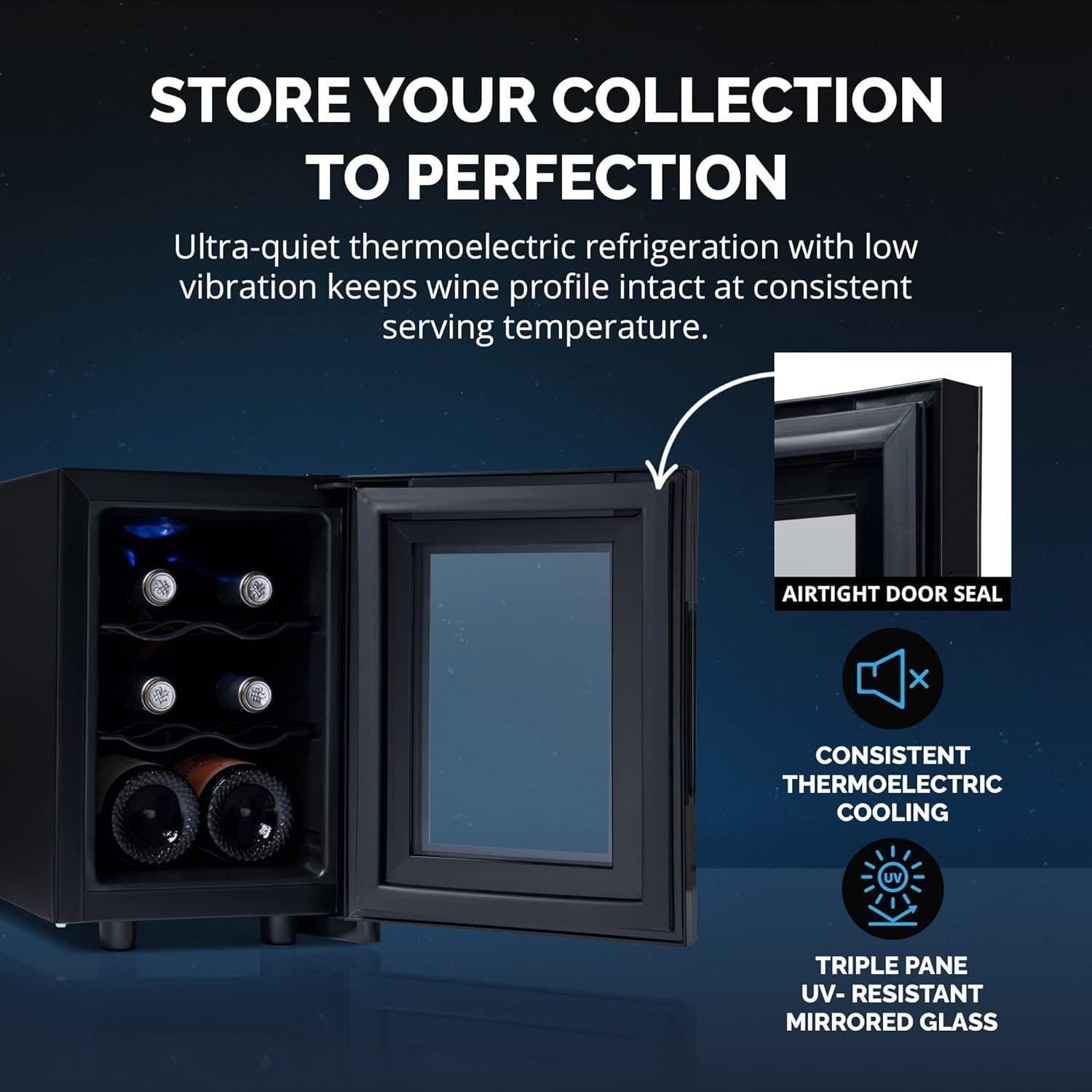 Frigorífico de Vino Newair Shadow-T para 6 Botellas Compacto