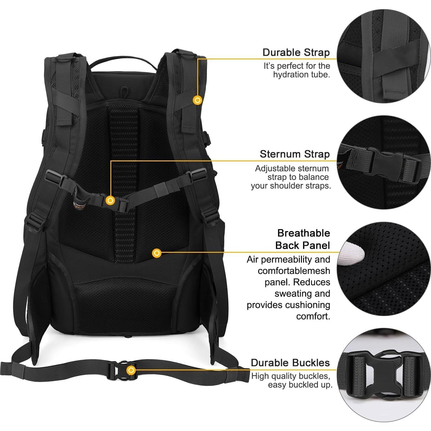 Mochila Táctica Mardingtop 35L Cordura Negra para Senderismo