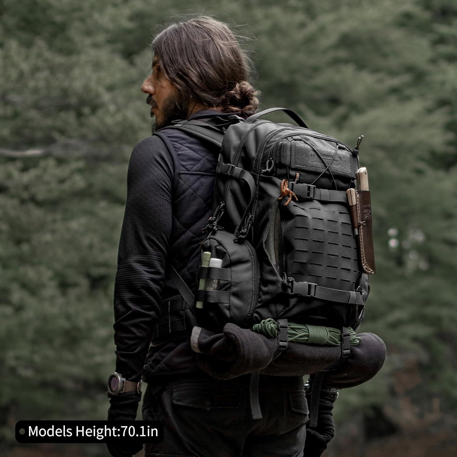 Mochila Táctica Mardingtop 35L Cordura Negra para Senderismo