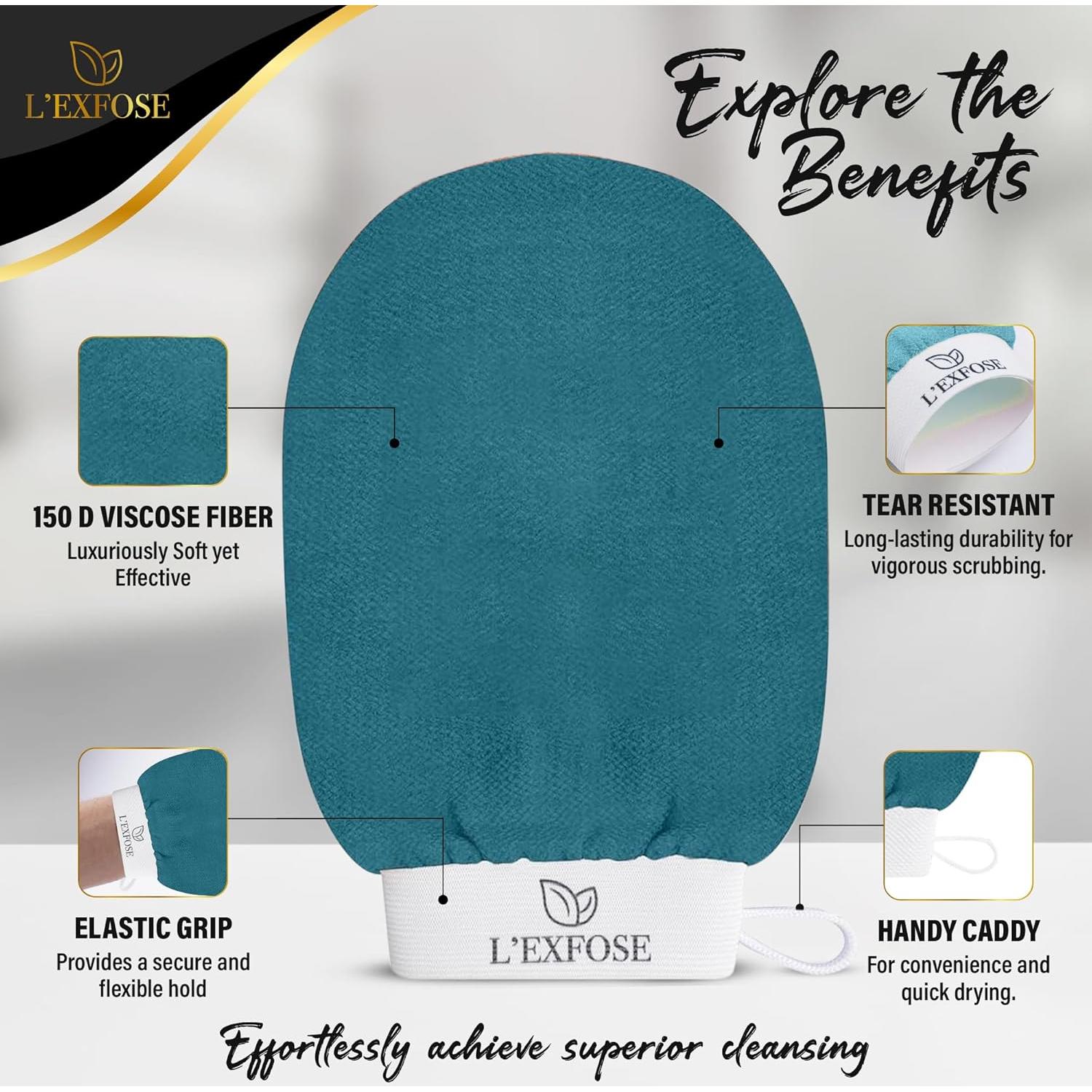 Guante Exfoliante Kessa L'Exfose - Ducha, 2 Unidades, 22x15 cm