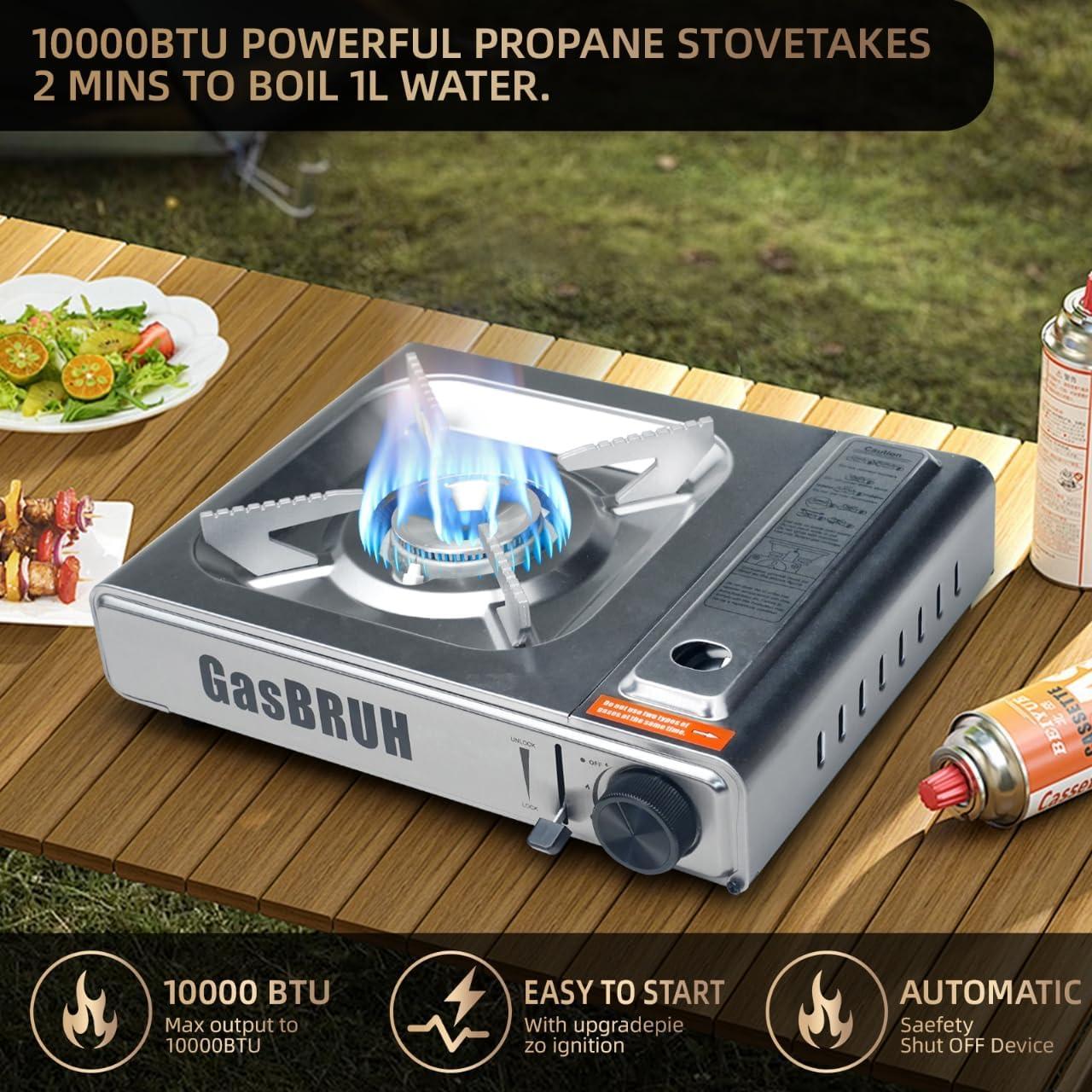 Estufa de Camping GasBRUH 1 Quemador Acero Inoxidable 10000 BTU