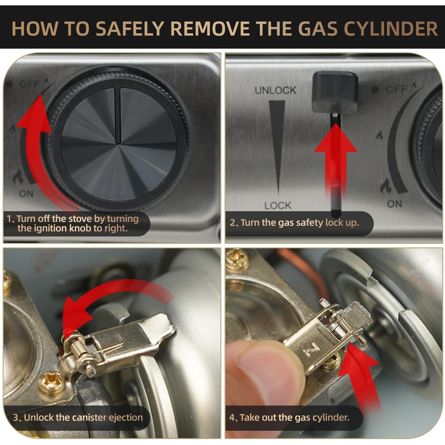 Estufa de Camping GasBRUH 1 Quemador Acero Inoxidable 10000 BTU