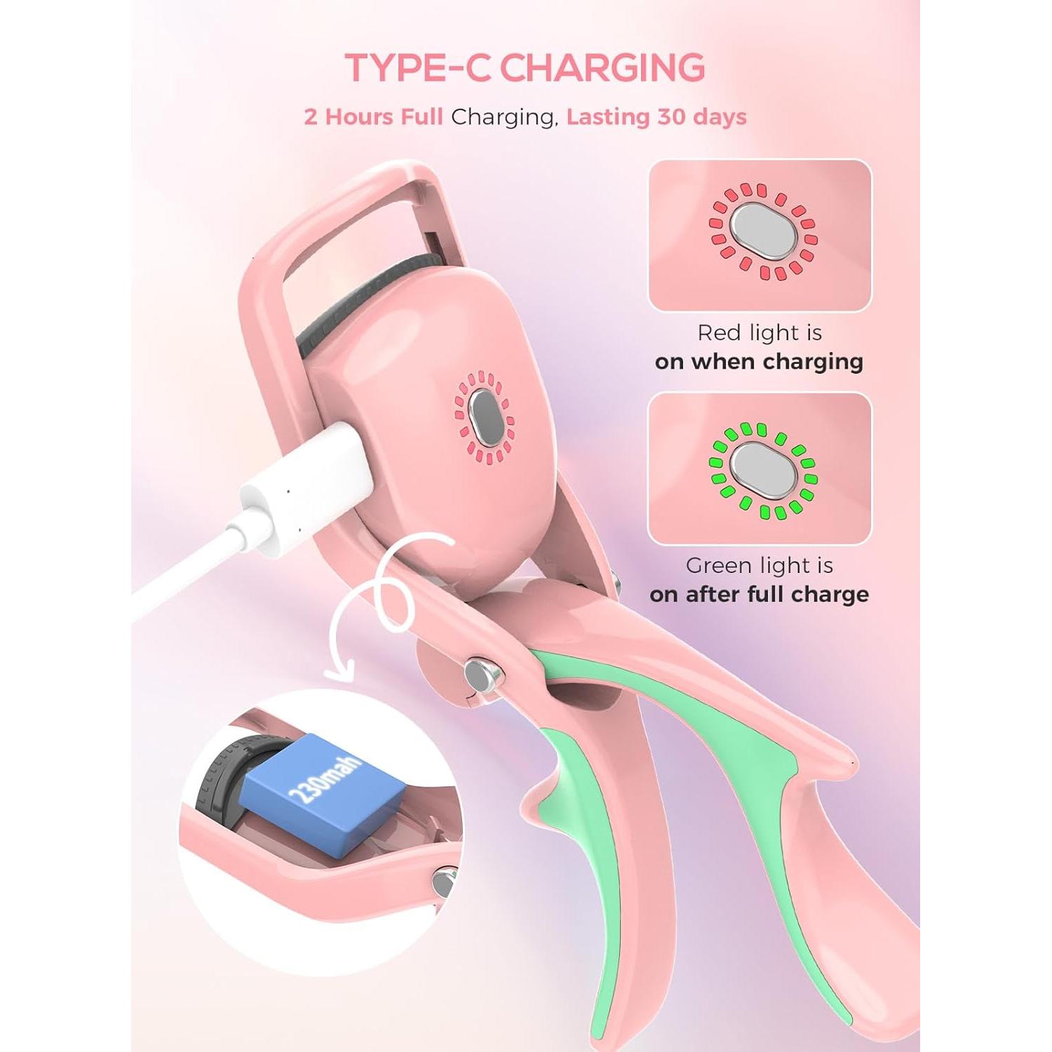 Rizador de Pestañas Eléctrico SMILING SHARK EZ-01 Rosa 3 Niveles