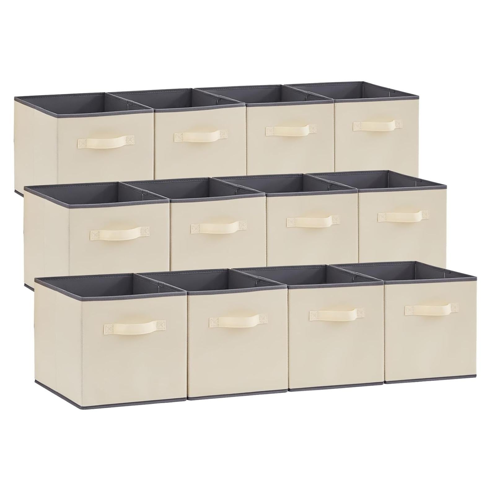 Cubos de Almacenamiento Lifewit 28 cm Plegables 12 Piezas Beige