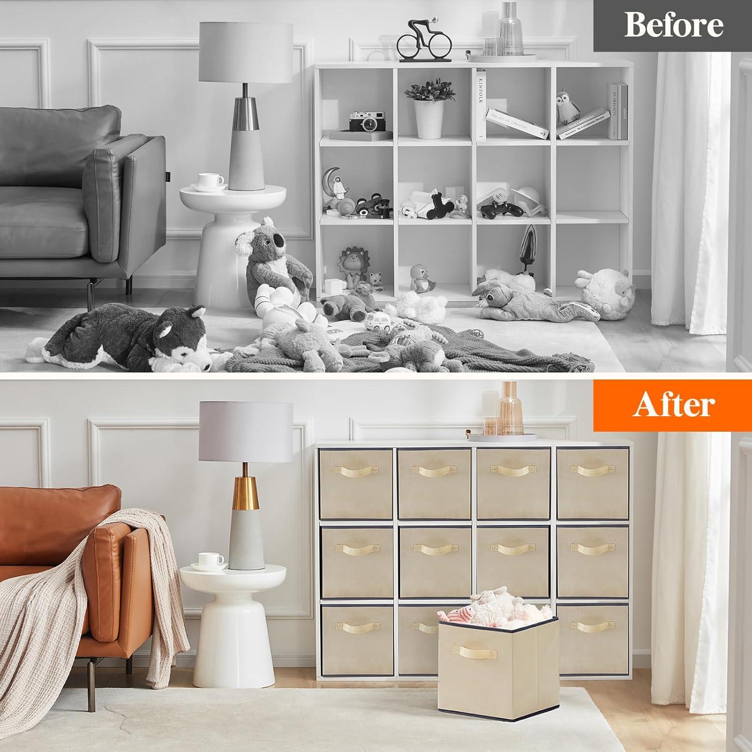 Cubos de Almacenamiento Lifewit 28 cm Plegables 12 Piezas Beige