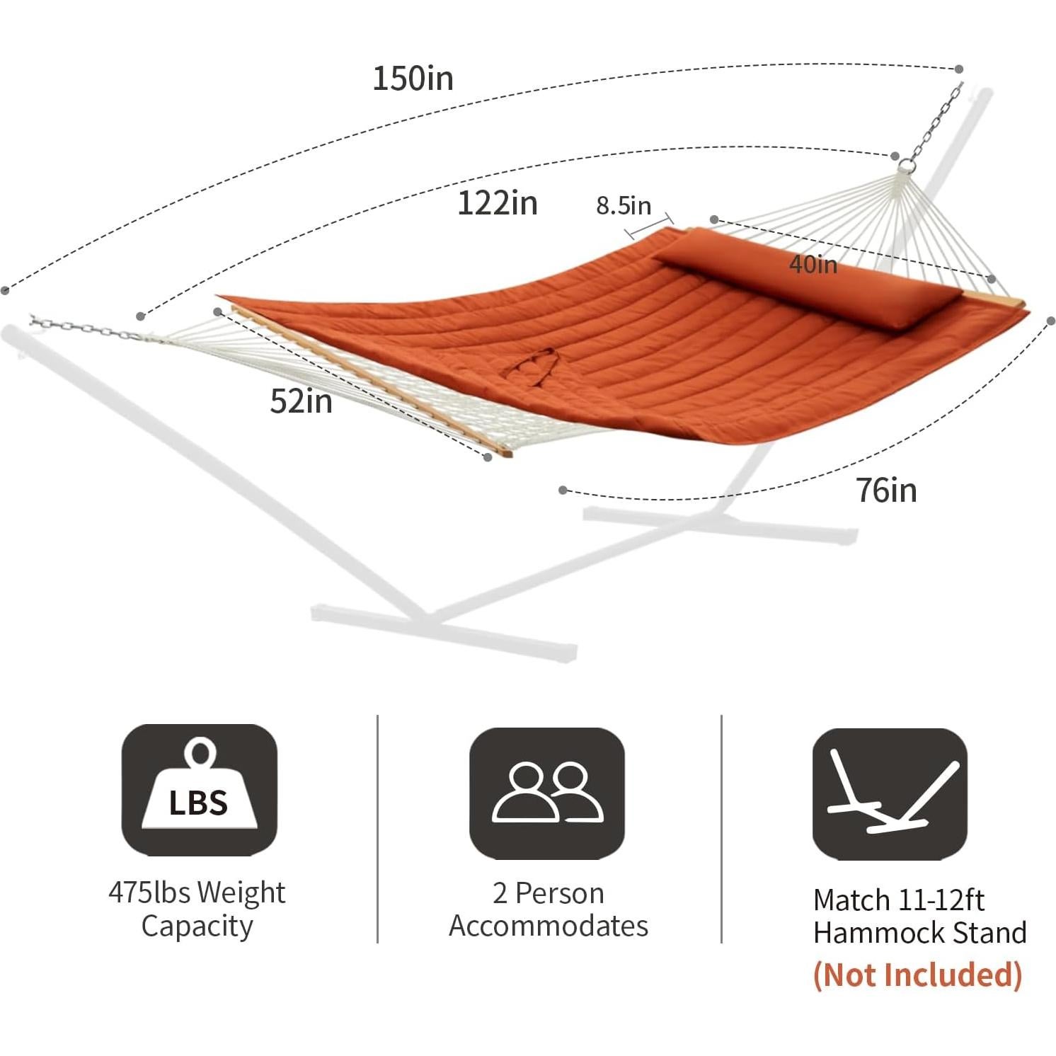 Hamaca Doble Terracota CHULIM con Almohadilla Acolchada