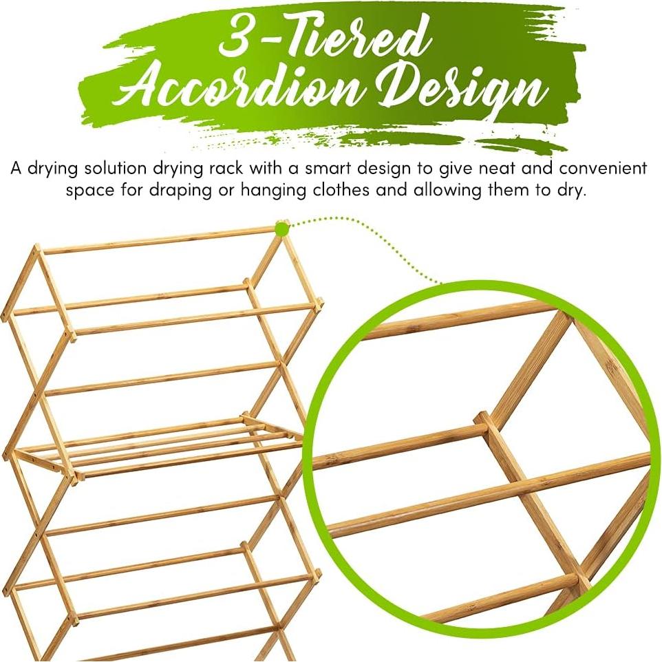 Estante de Secado de Ropa Bartnelli BDR-552 de Bambú Plegable
