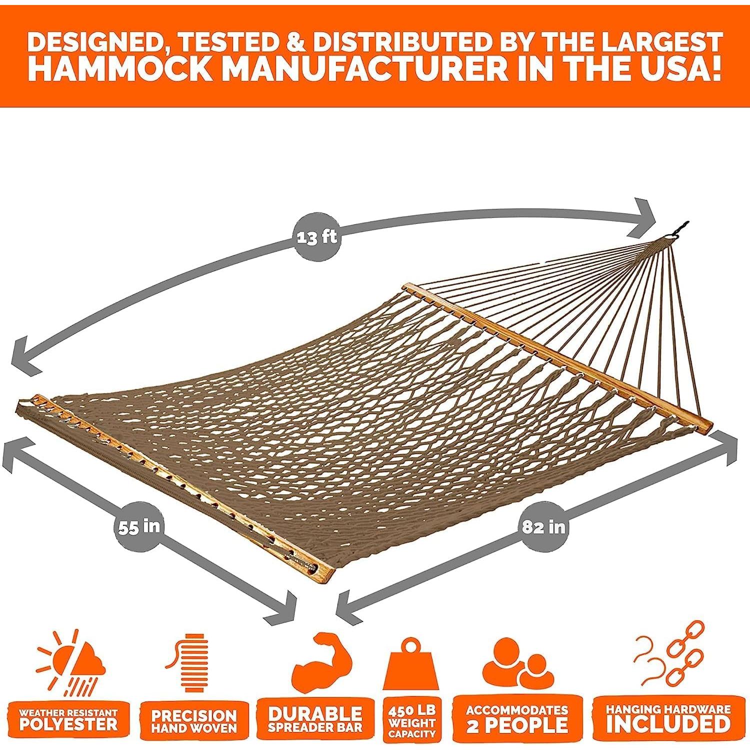 Hamaca Doble Castaway 3,96 m Color Marrón Antiguo 204 kg