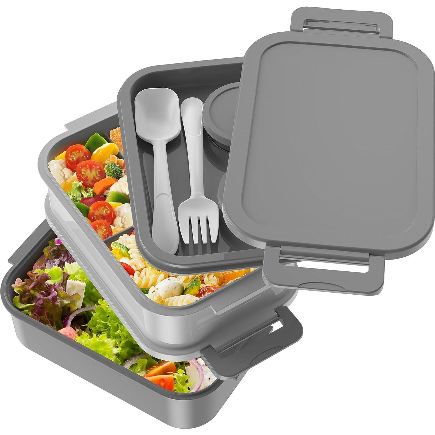 Caja Bento Apilable Jelife 2130ml a Prueba de Fugas Gris