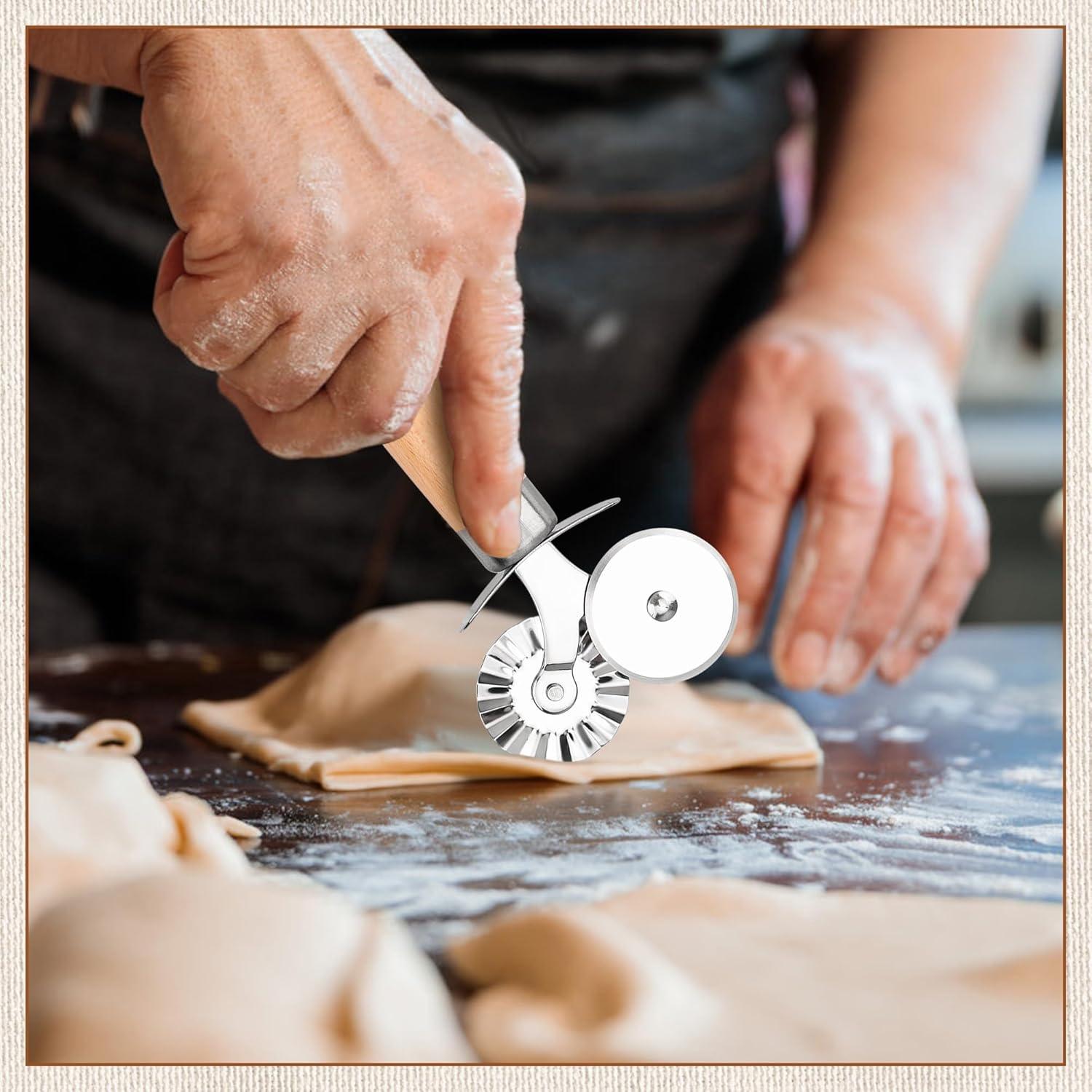 Cortador de Masa Doble Rueda XINBADA Acero Inoxidable 16,5 cm