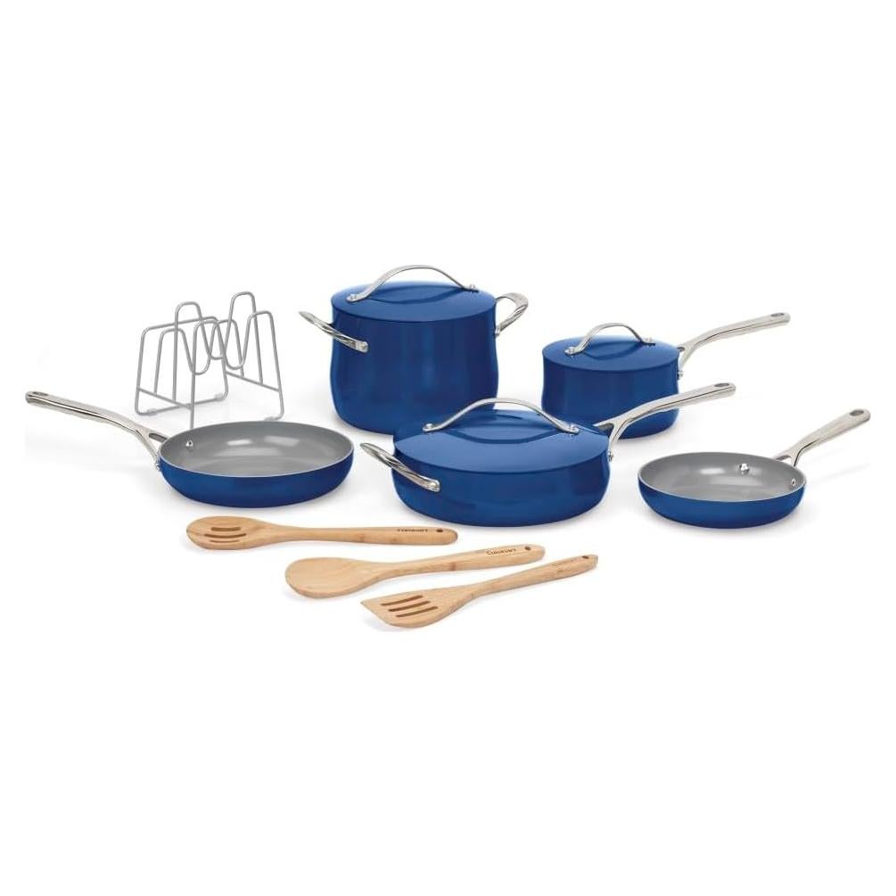 Set de Ollas y Sartenes Cuisinart 12 Piezas Cerámica Zafiro