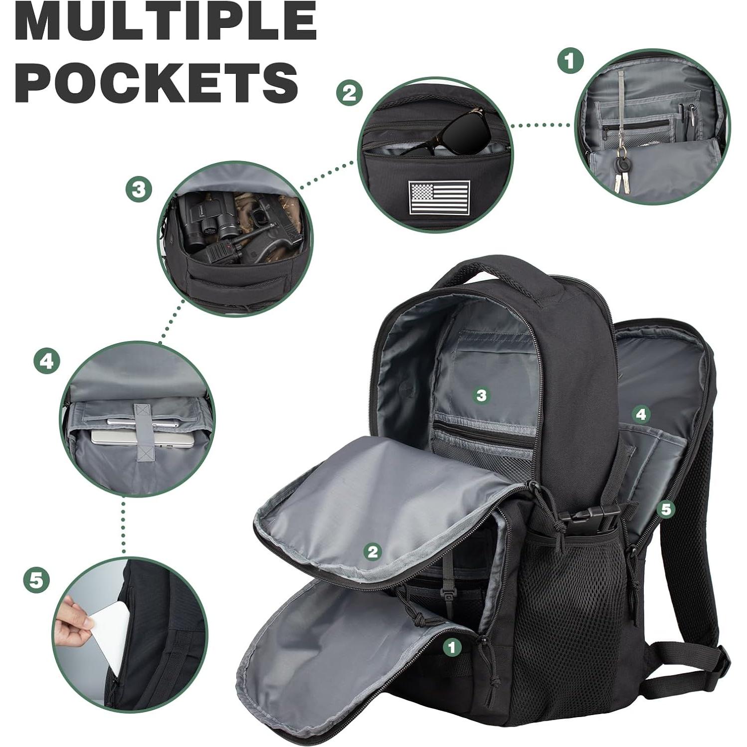 Mochila táctica militar TBNBO 25L negra para laptop