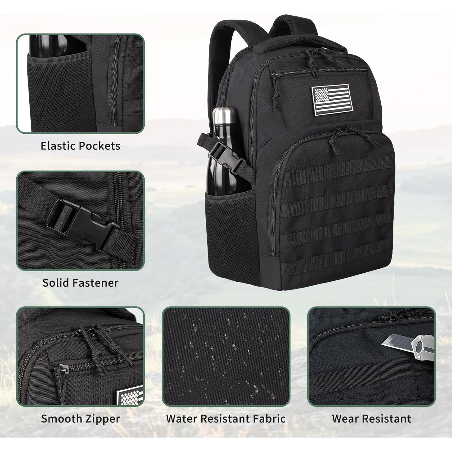 Mochila táctica militar TBNBO 25L negra para laptop