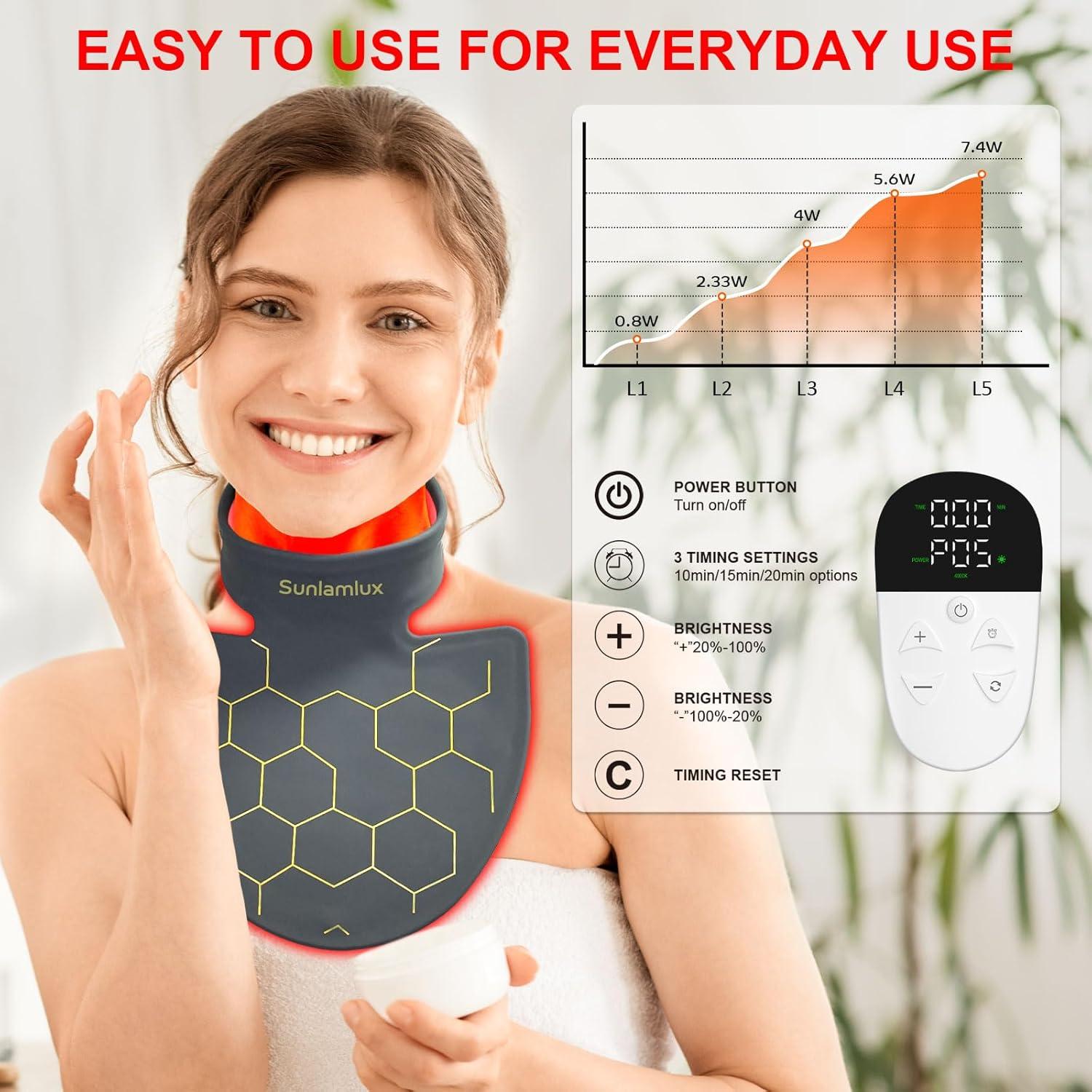 Terapia de Luz Roja Portátil Sunlamlux 660nm 850nm para Cara y Cuello