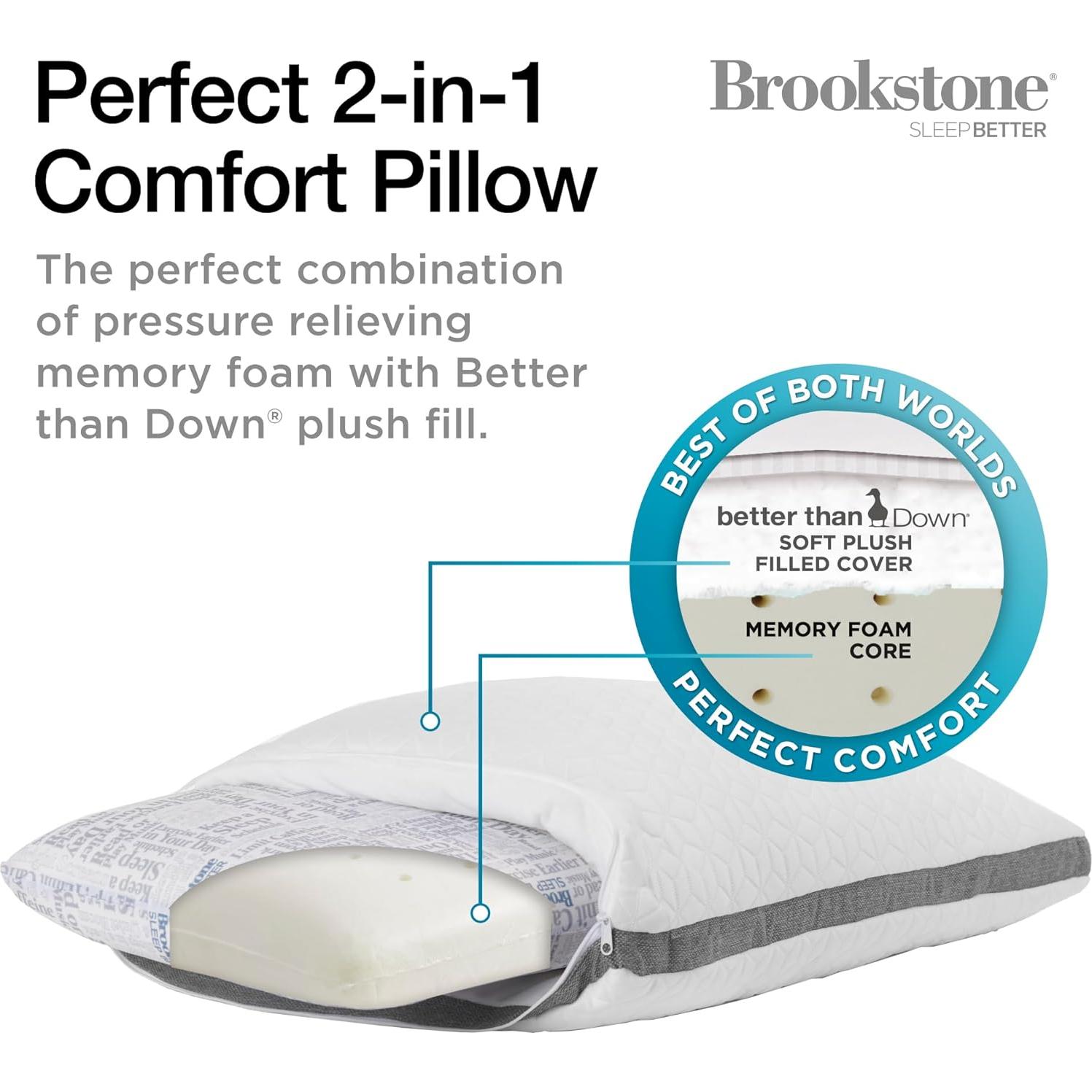 Almohada de Memoria Brookstone 2 en 1 50.8x66 cm Reversible